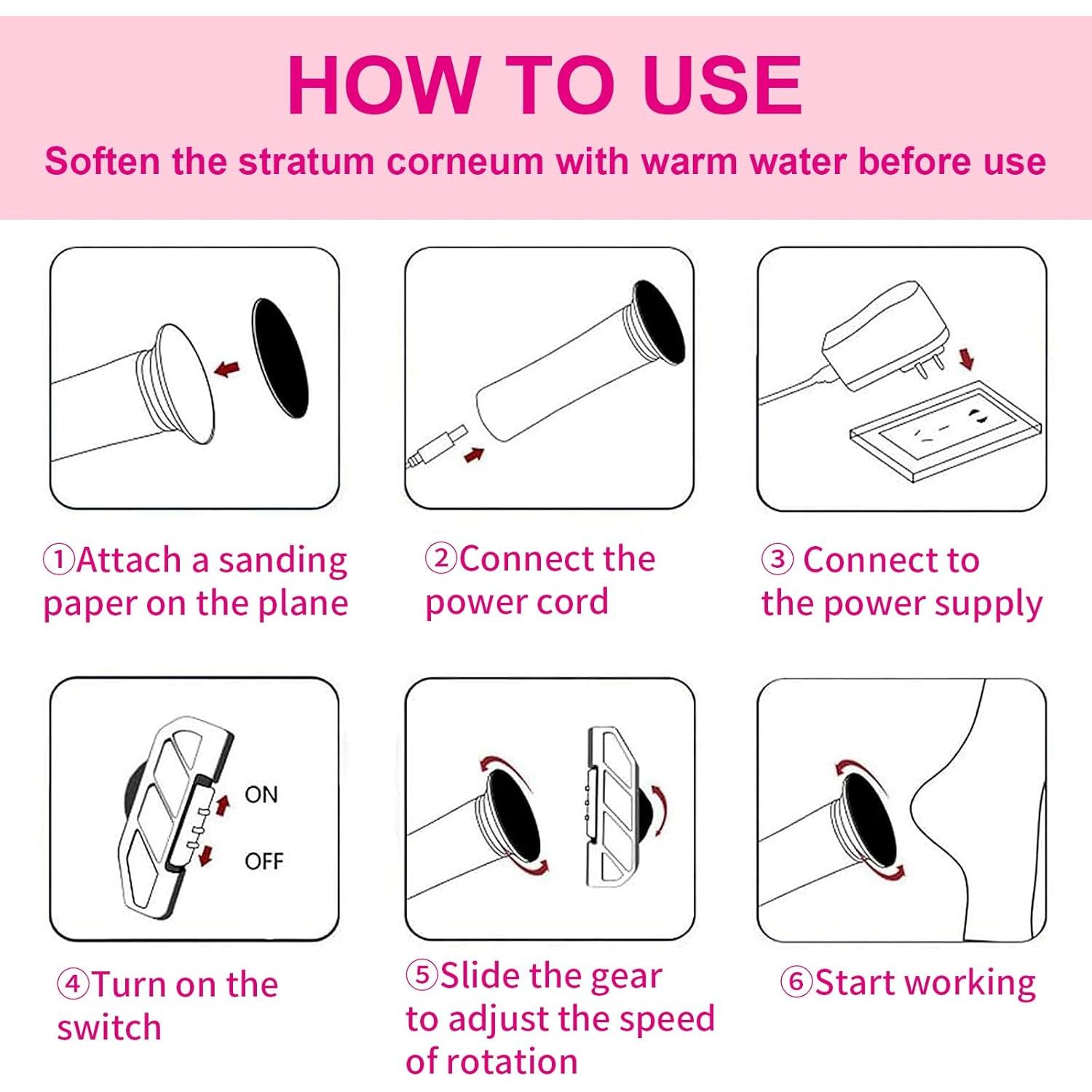 Removedor de Callos Eléctrico PENSDORE con 60 Papeles de Lija