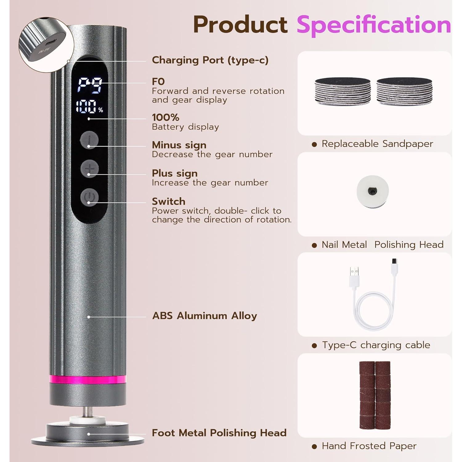 Removedor de Callos Eléctrico Cesekao Gris Oscuro 9 Velocidades