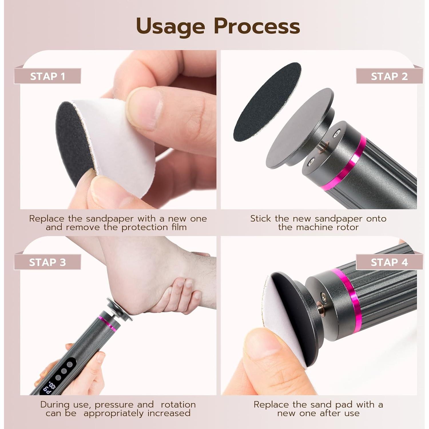 Removedor de Callos Eléctrico Cesekao Gris Oscuro 9 Velocidades