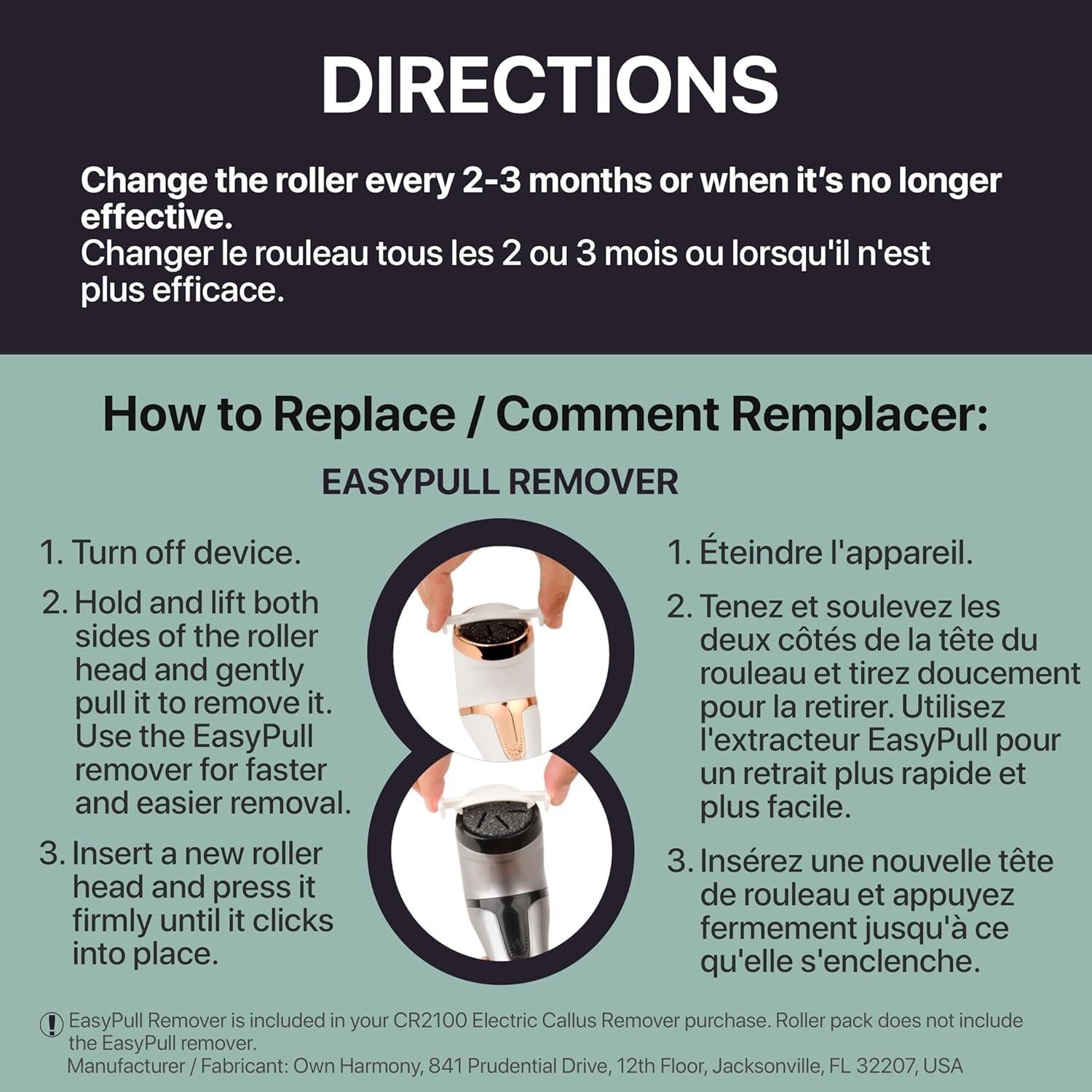 Rodillos de Repuesto Own Harmony CR2100 - 4 Cabezas para Removedor de Callos