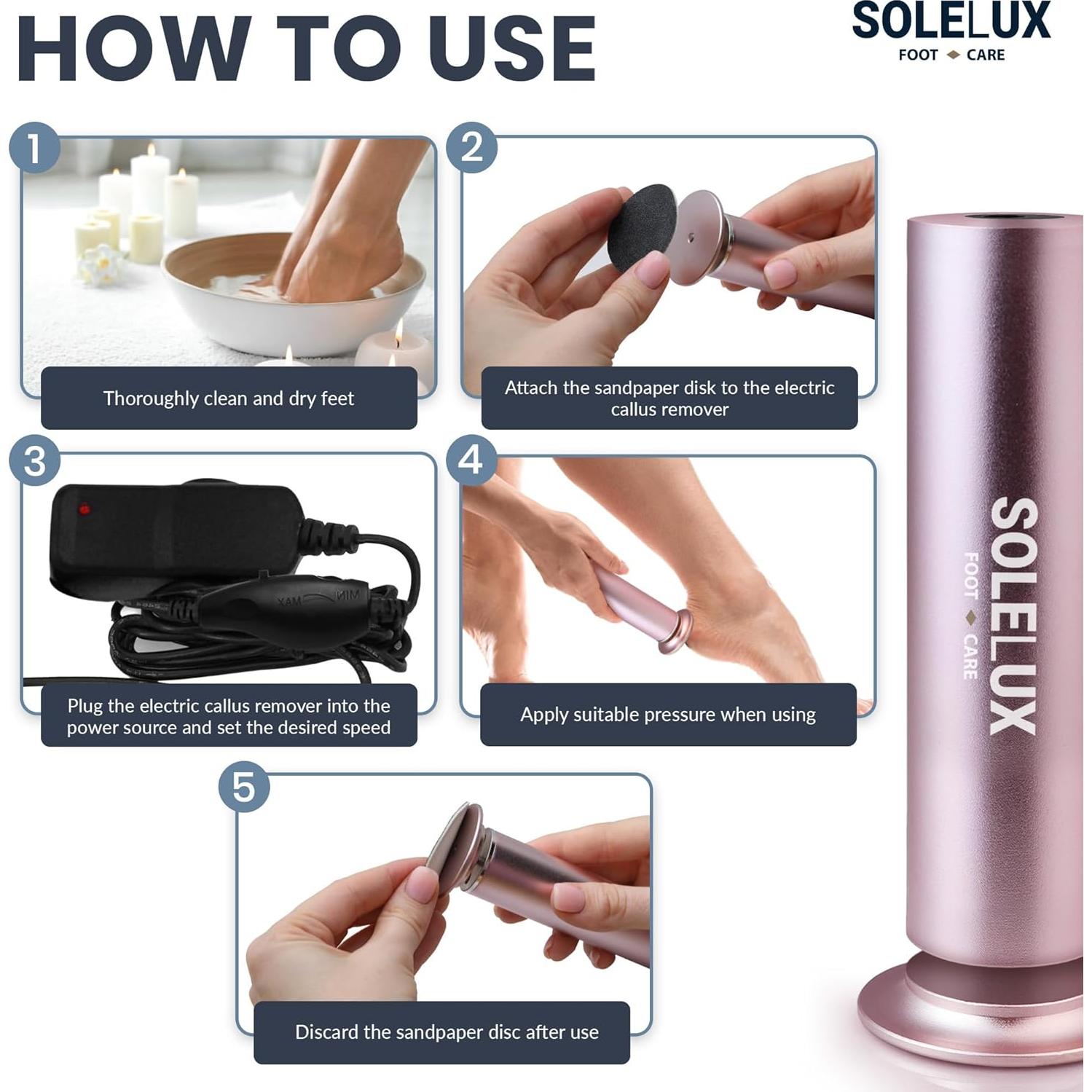 Lima Eléctrica SoleLux ECR001 con 60 Almohadillas y Velocidad Ajustable