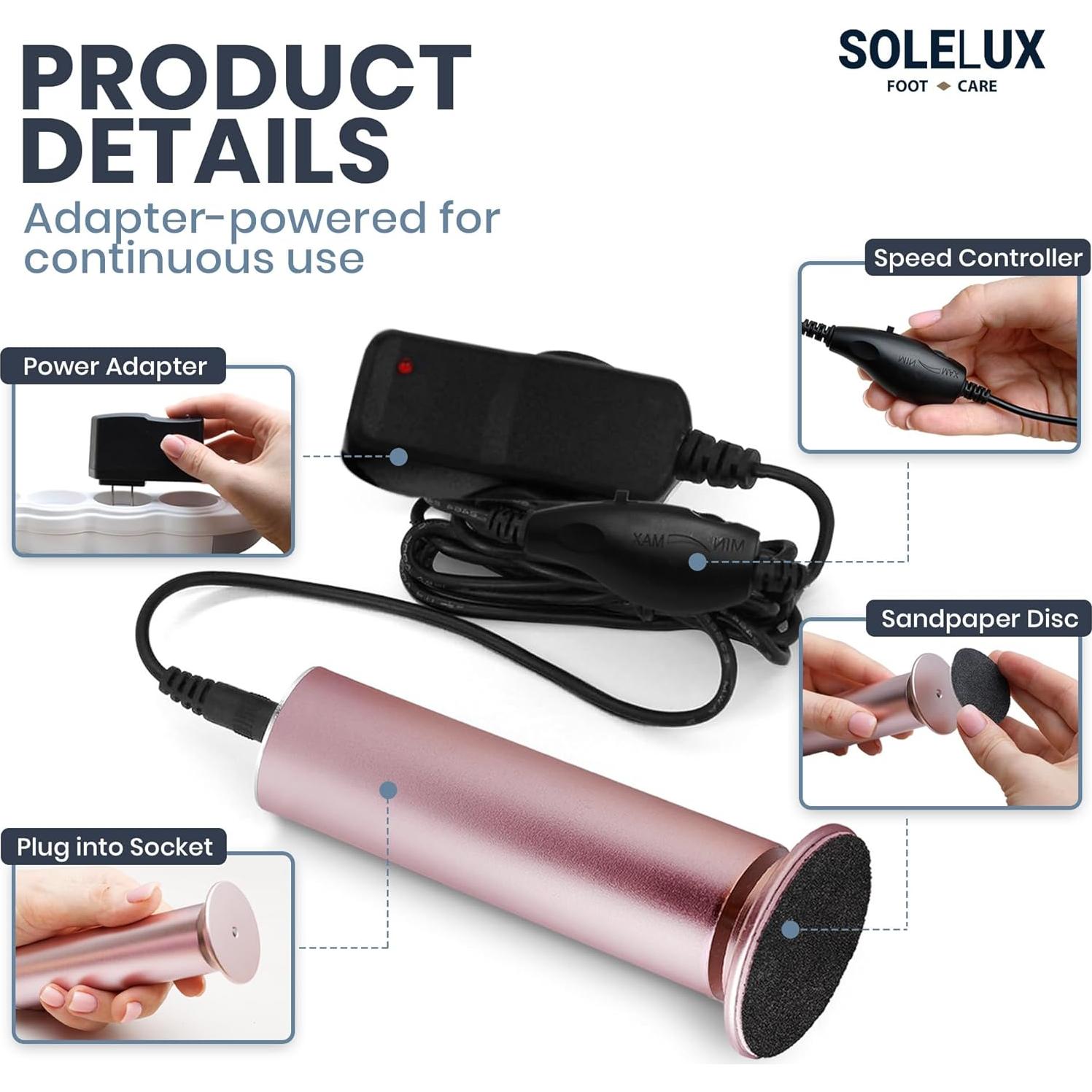 Lima Eléctrica SoleLux ECR001 con 60 Almohadillas y Velocidad Ajustable