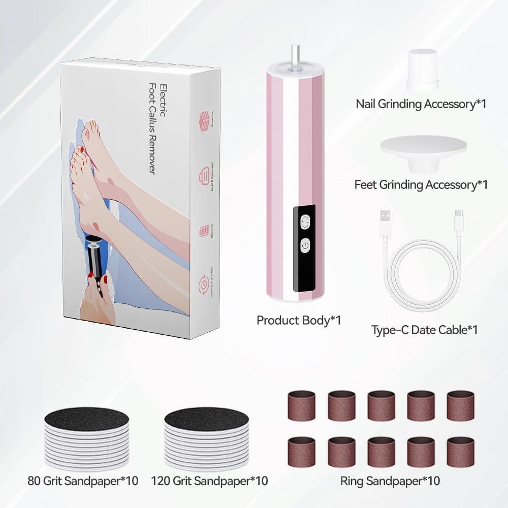 Removedor de Callos Eléctrico Oro Rosa con 9 Velocidades