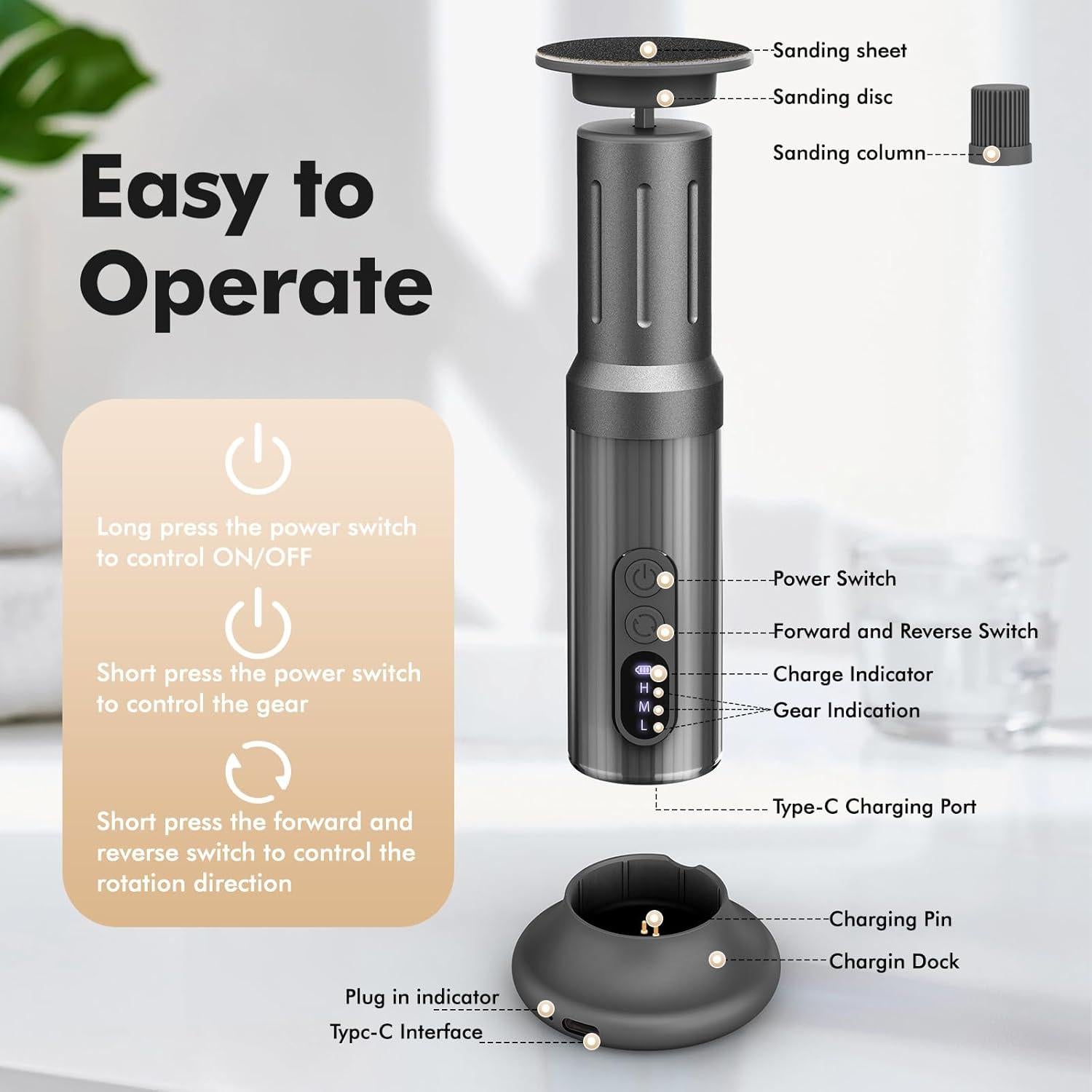 Removedor de Callos Eléctrico Inalámbrico Xisuoka C3 6 Velocidades