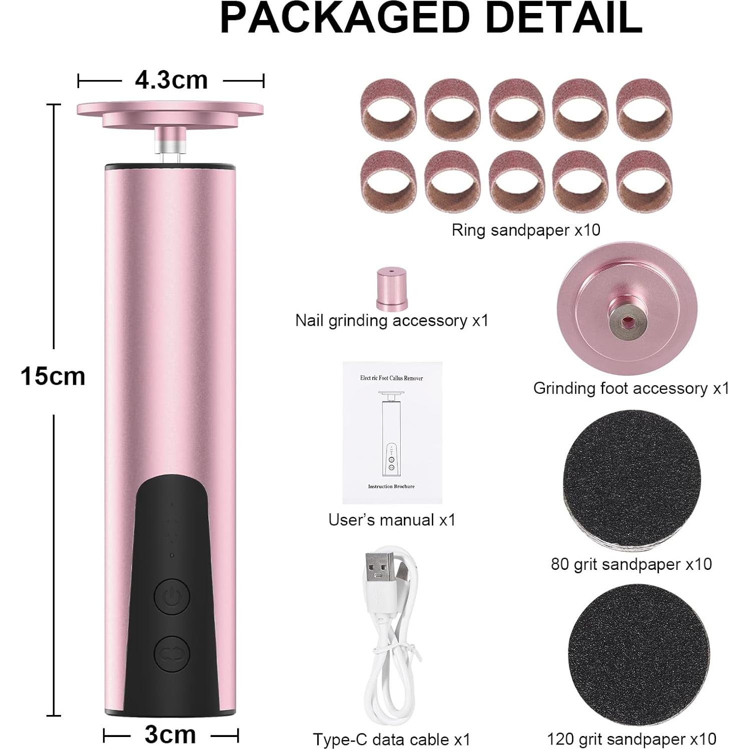 Lima Eléctrica para Pies ELEOPTION Rosa 6 Velocidades Recargable