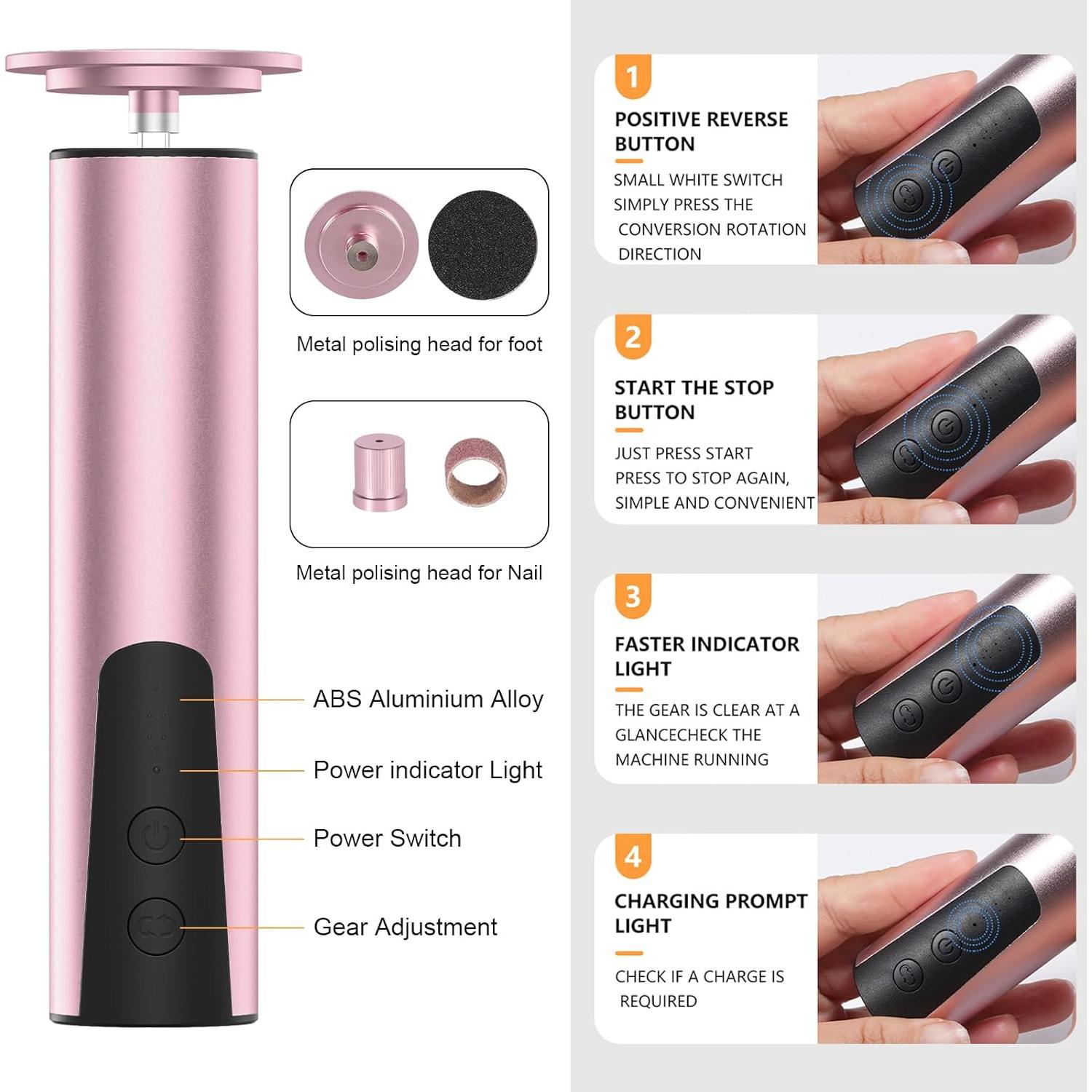 Lima Eléctrica para Pies ELEOPTION Rosa 6 Velocidades Recargable