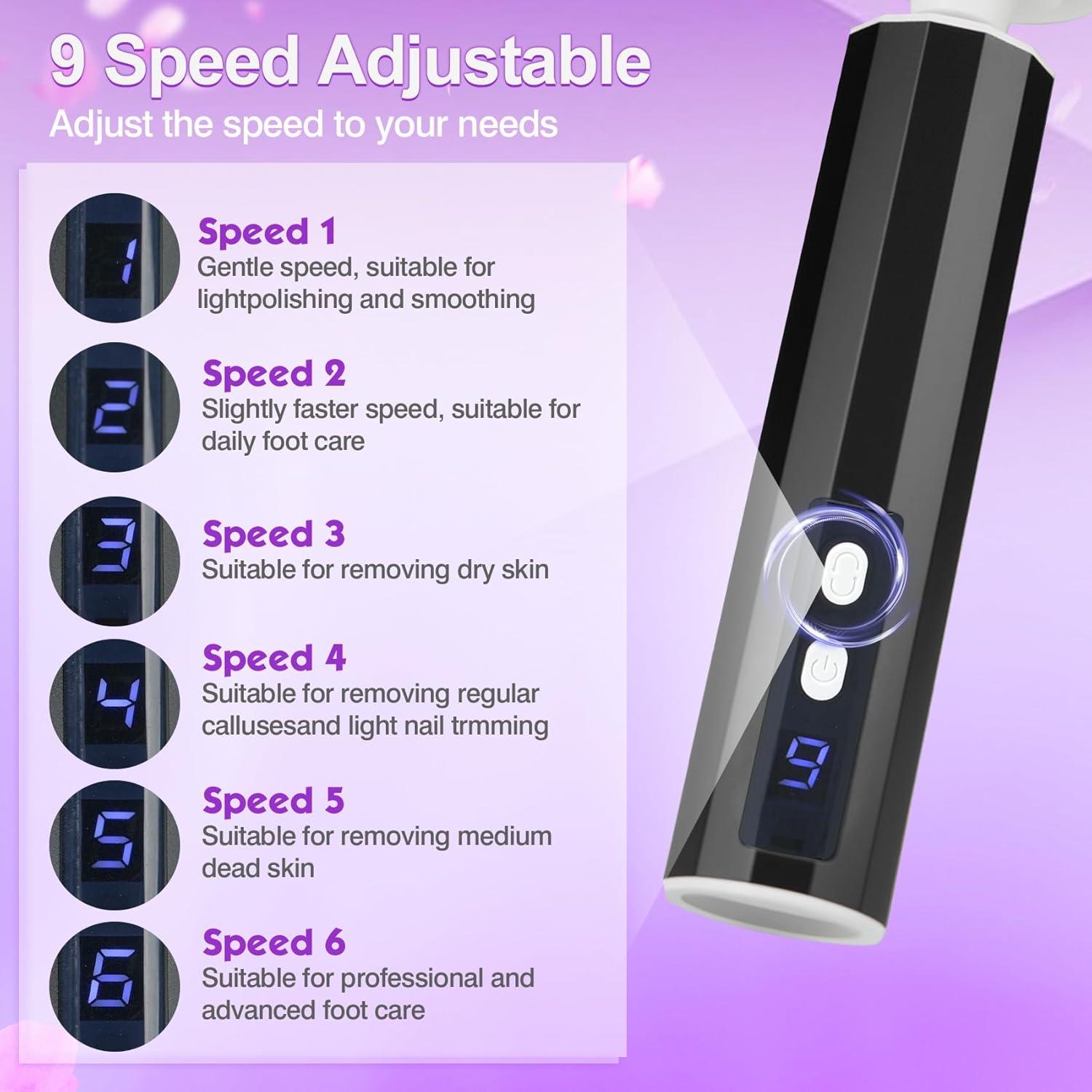 Removedor de Callos Eléctrico Doyyi con 9 Velocidades y Accesorios