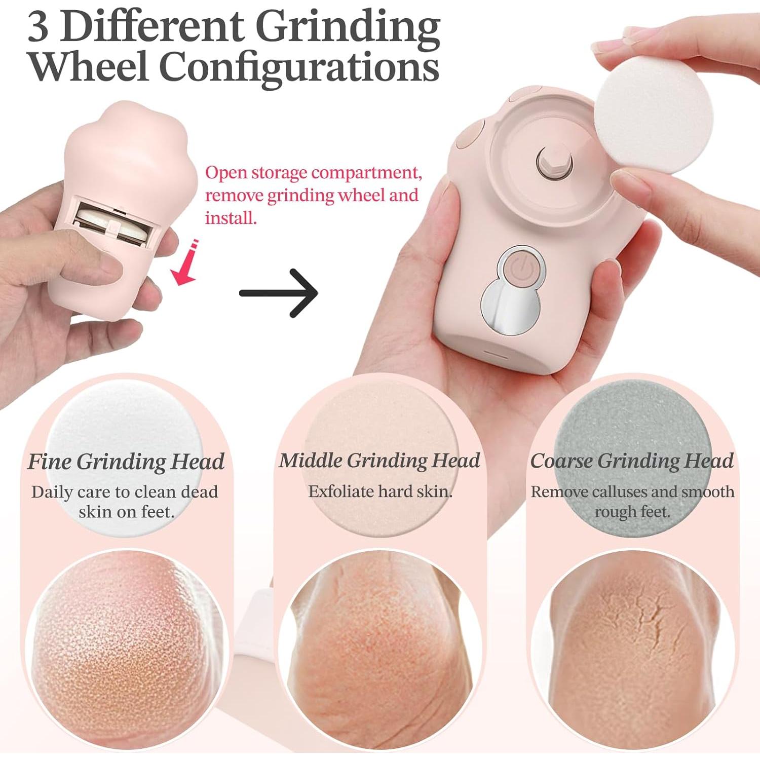 Removedor de Callos Eléctrico Tuudijy, 3 Velocidades, Pedicura Profesional