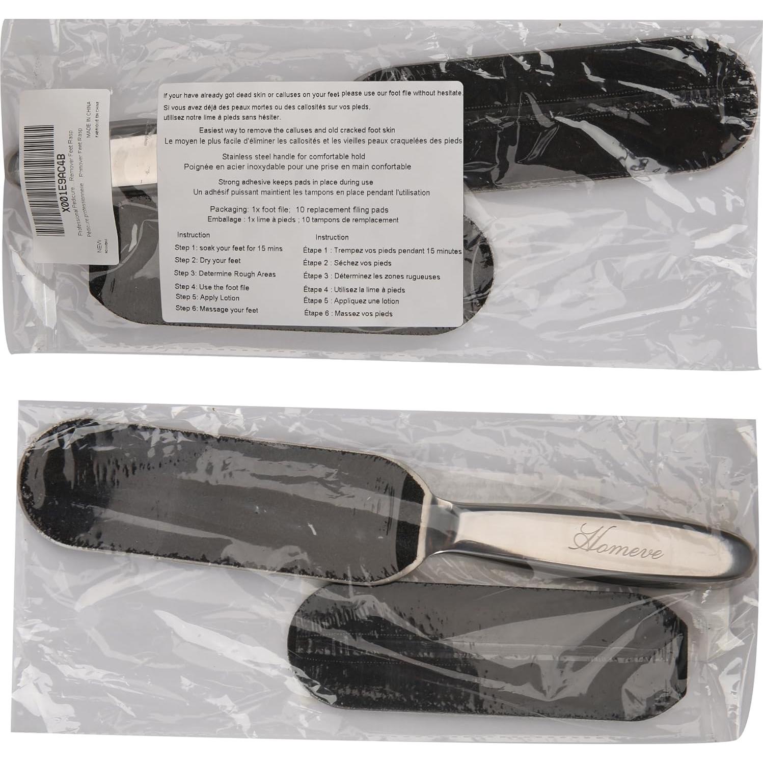 Lima de Pies Profesional Homeve - Acero Inoxidable con 10 Almohadillas