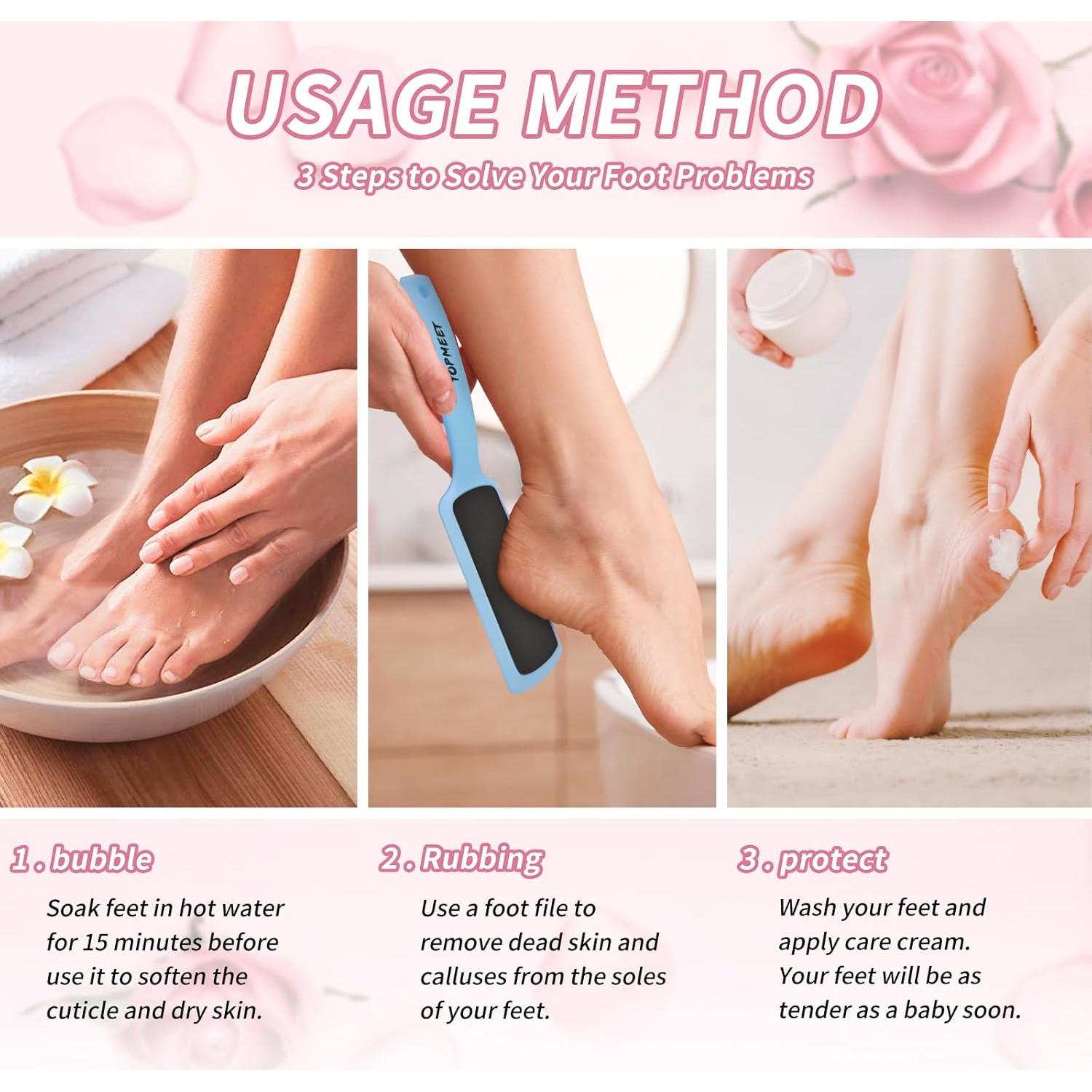 Lima de Pies Doble Cara TOPMEET - Herramienta Profesional Azul