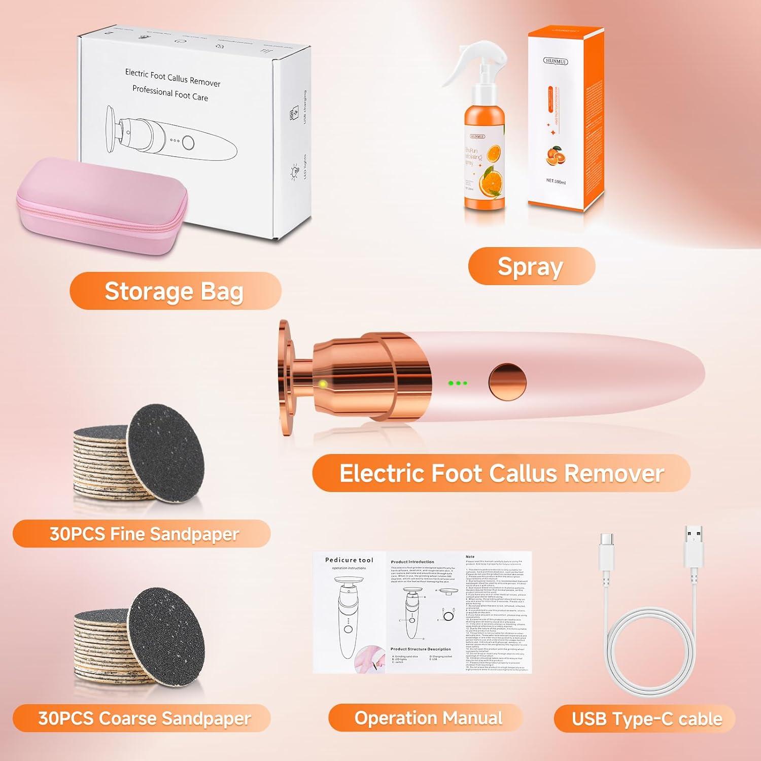 Kit Removedor de Callos Eléctrico Milumber Rosa 3 Velocidades