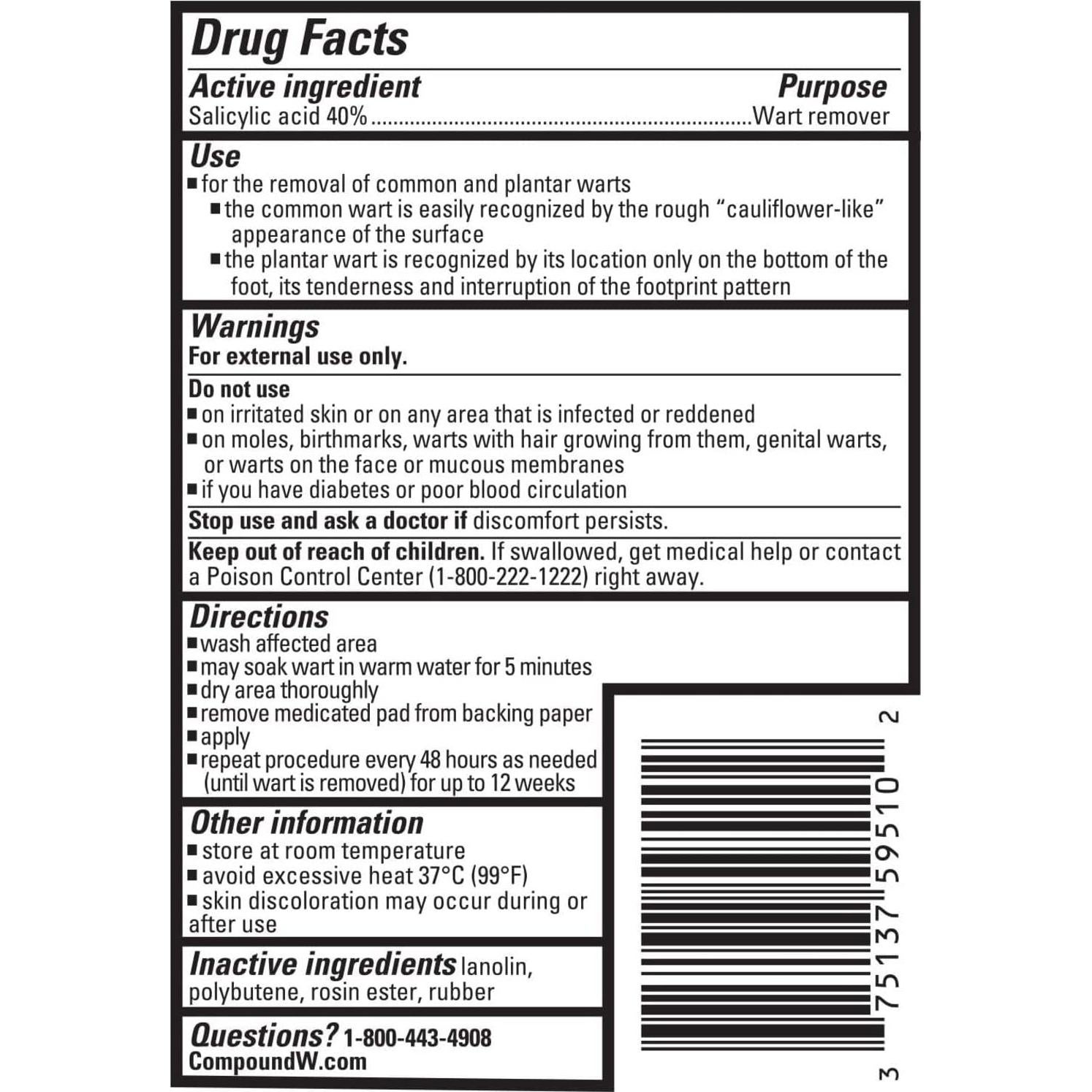 Compuesto W Eliminador de Verrugas Máxima Fuerza 14 Almohadillas