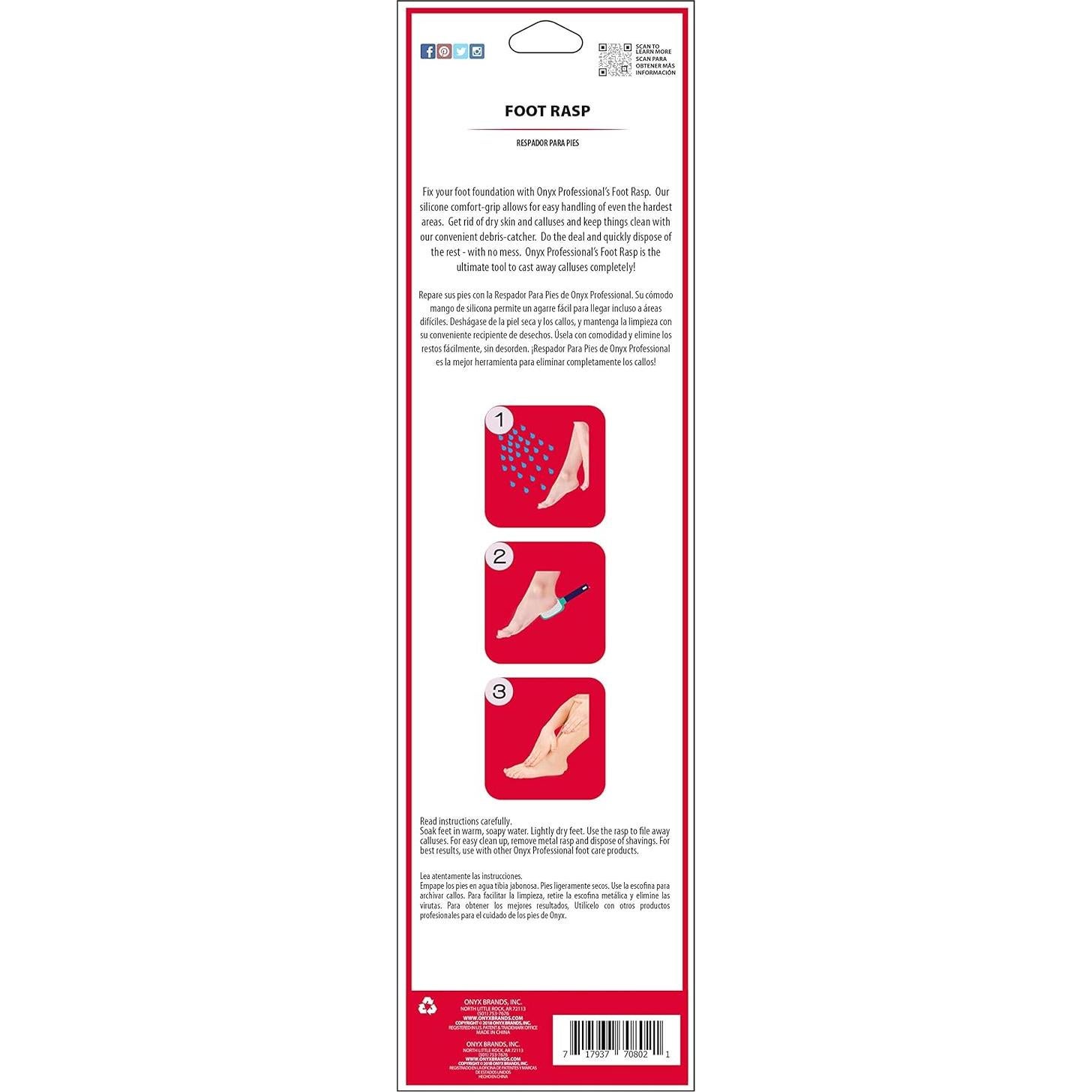 Raspador de pies Onyx Professional - Removedor de callos 23.5 cm