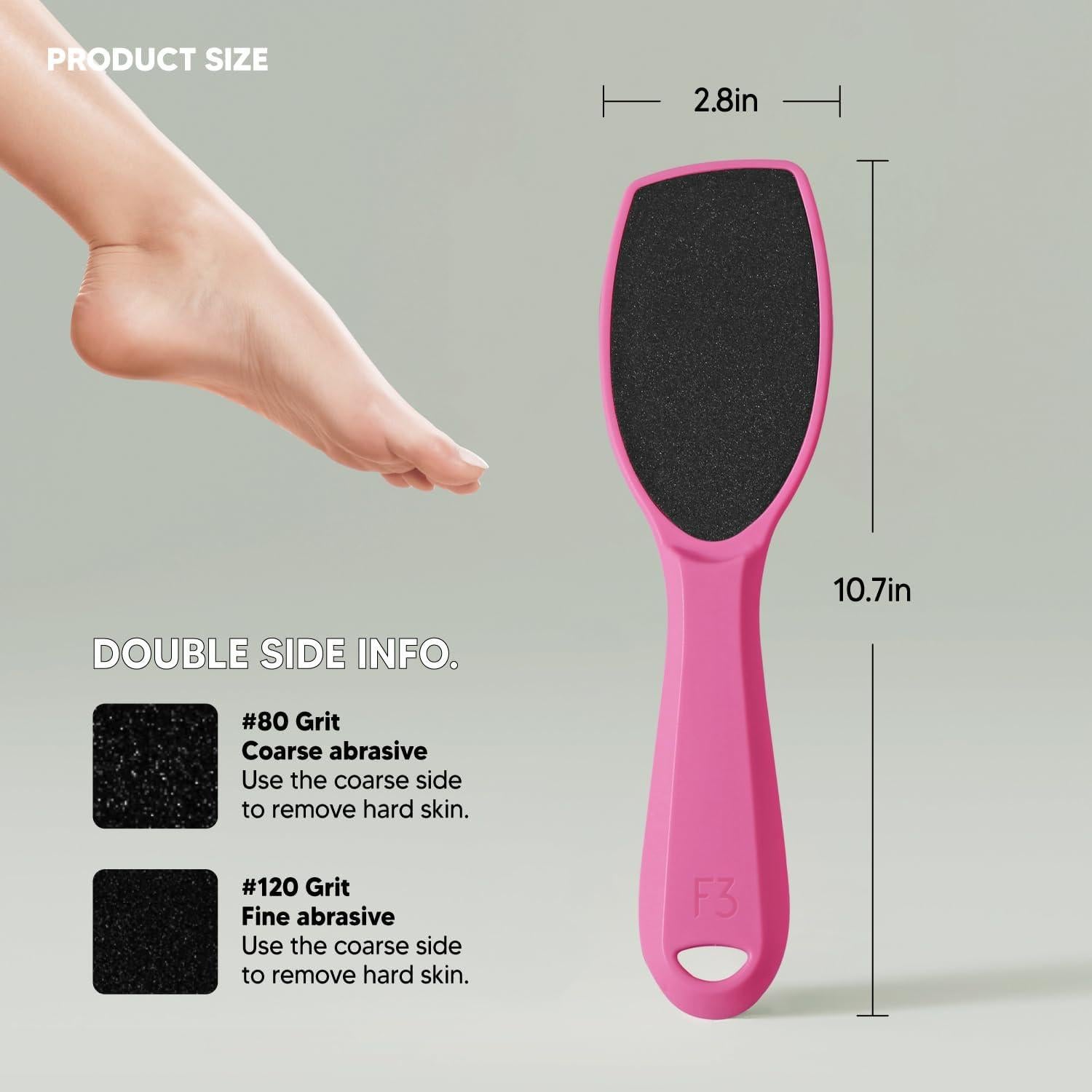 Lima de Pie Ancha F3 Systems Rosa Fucsia Removedor de Callos