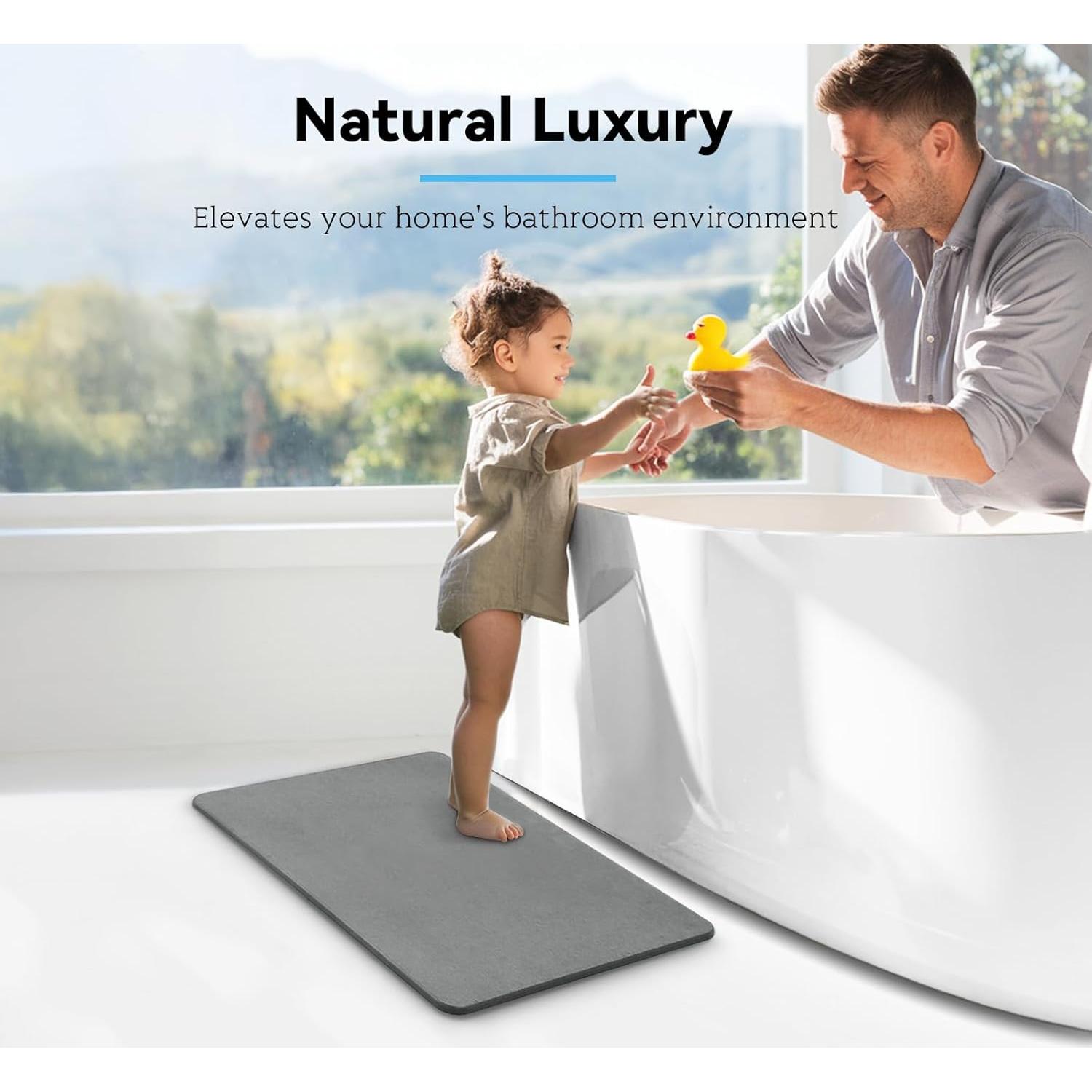 Alfombra de Baño Antideslizante Realion 60x39 cm Diatomita Gris