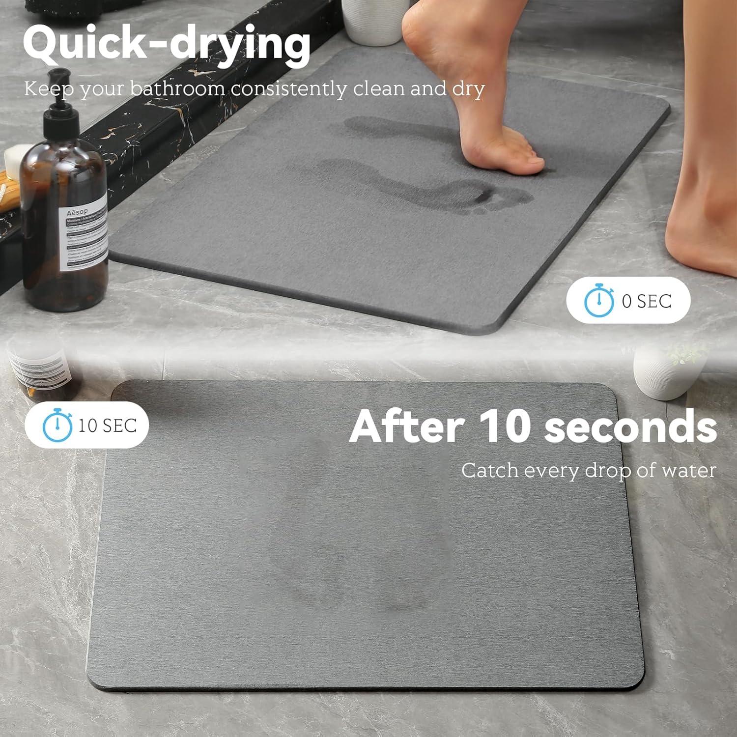 Alfombra de Baño Antideslizante Realion 60x39 cm Diatomita Gris