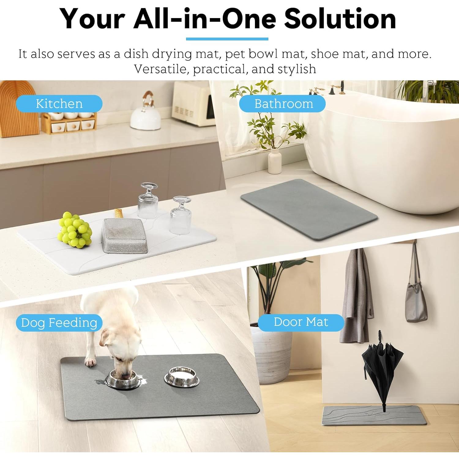 Alfombra de Baño Antideslizante Realion 60x39 cm Diatomita Gris