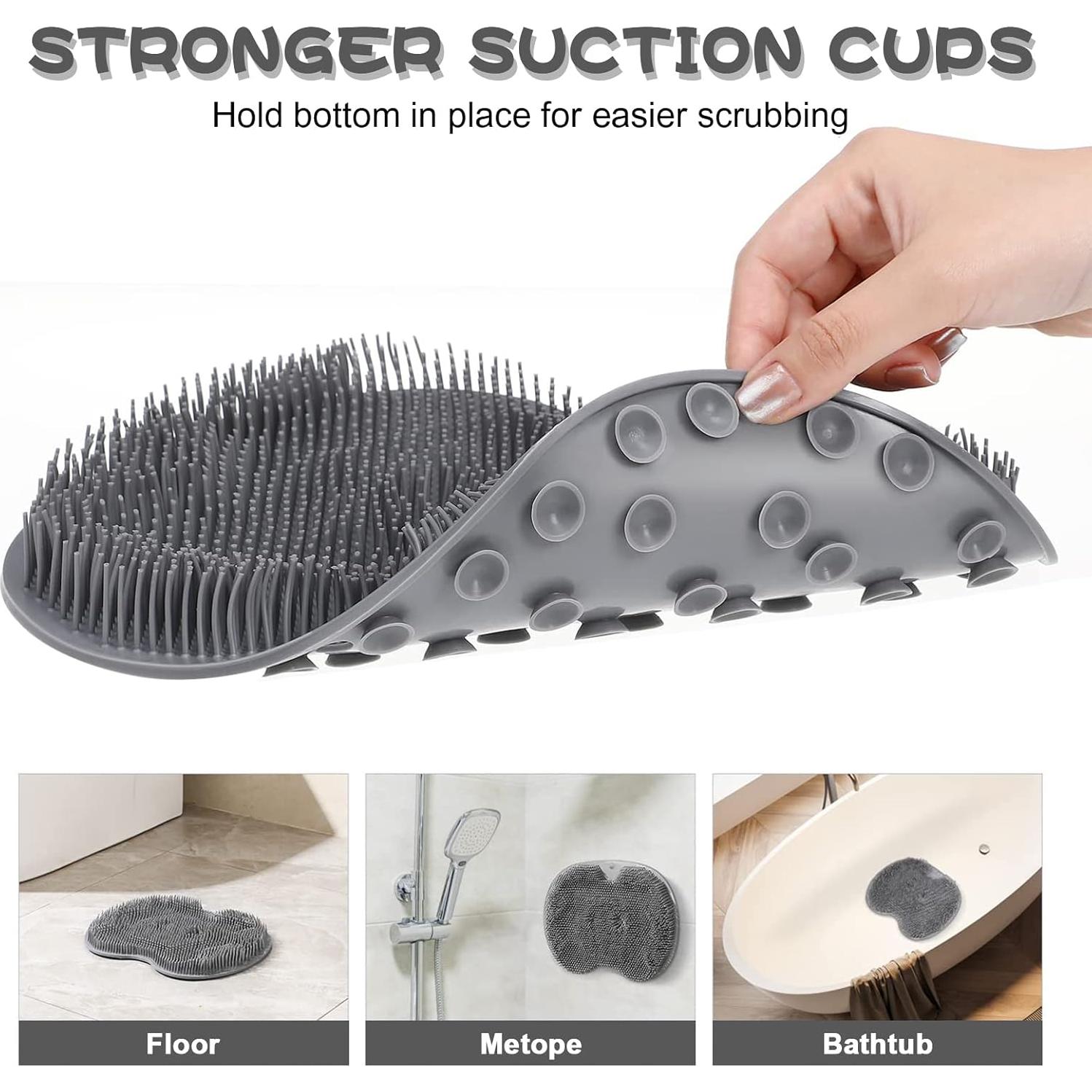 Exfoliador de pies y cuerpo de silicona gris con ventosas