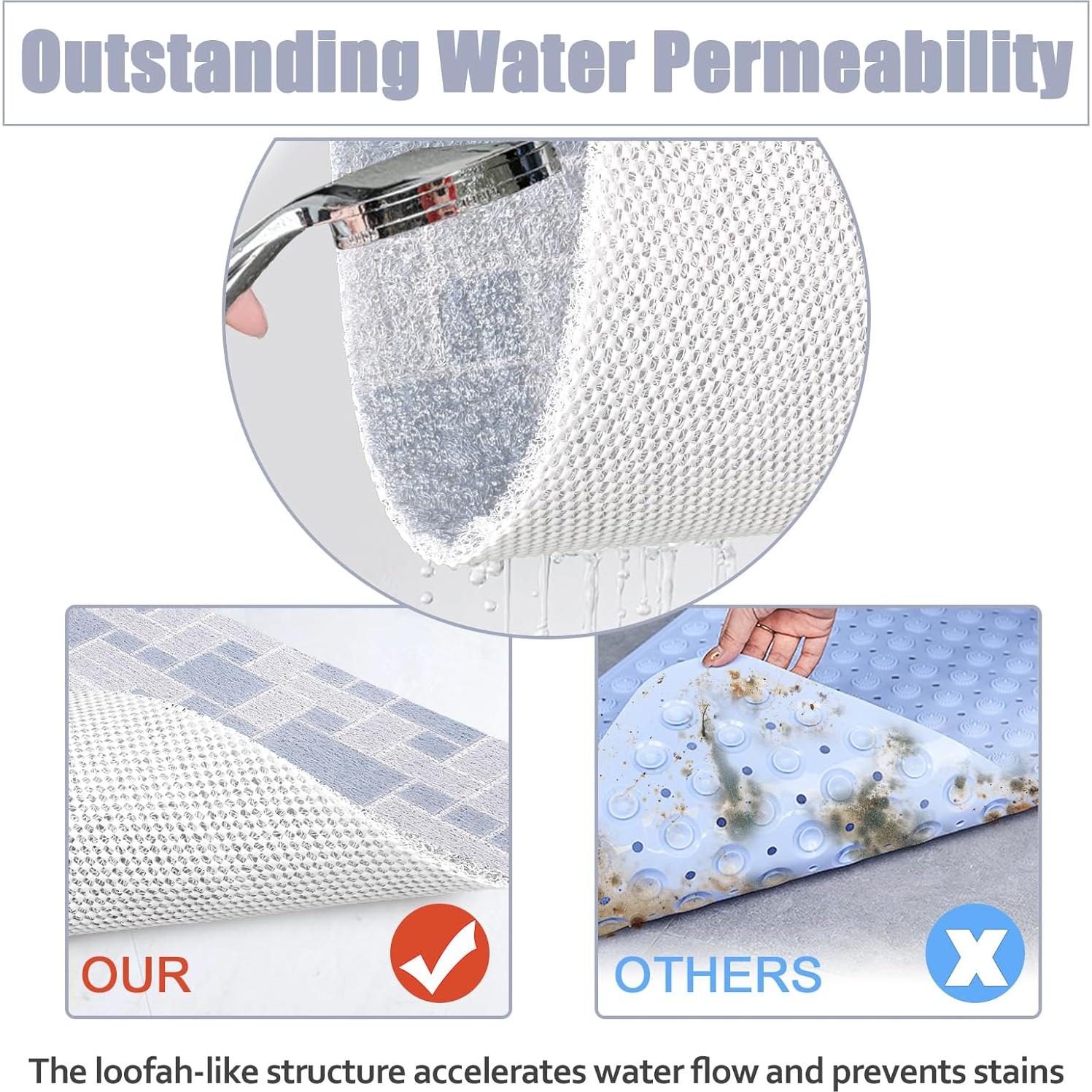 Alfombra de Ducha Antideslizante EIVINJE 81x81 cm Azul Grisáceo