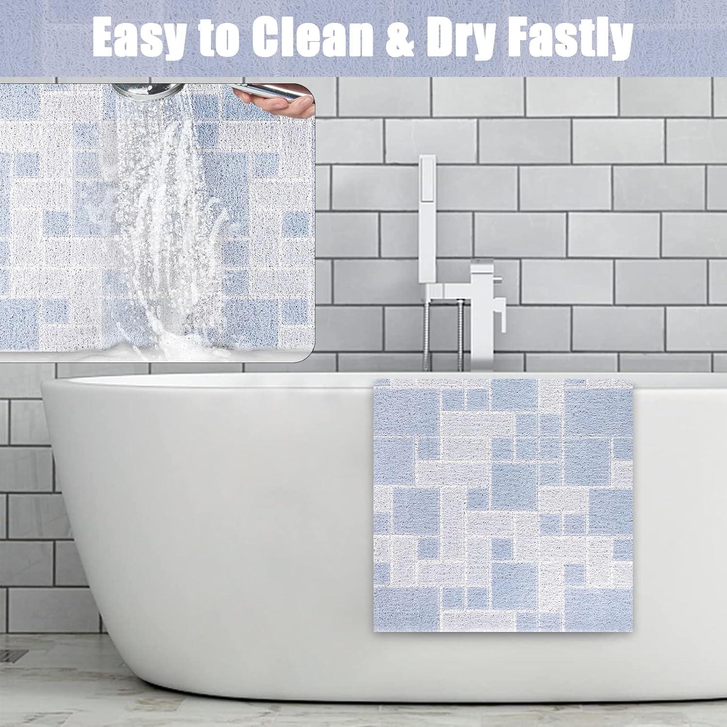 Alfombra de Ducha Antideslizante EIVINJE 81x81 cm Azul Grisáceo