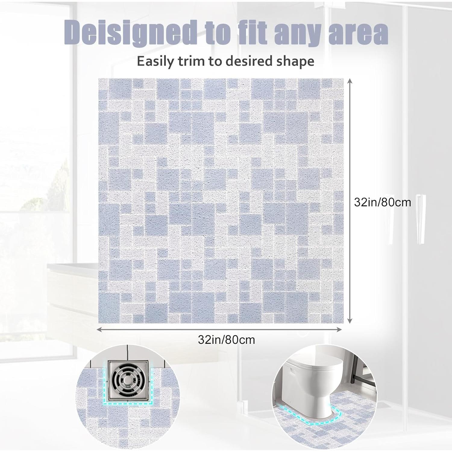 Alfombra de Ducha Antideslizante EIVINJE 81x81 cm Azul Grisáceo