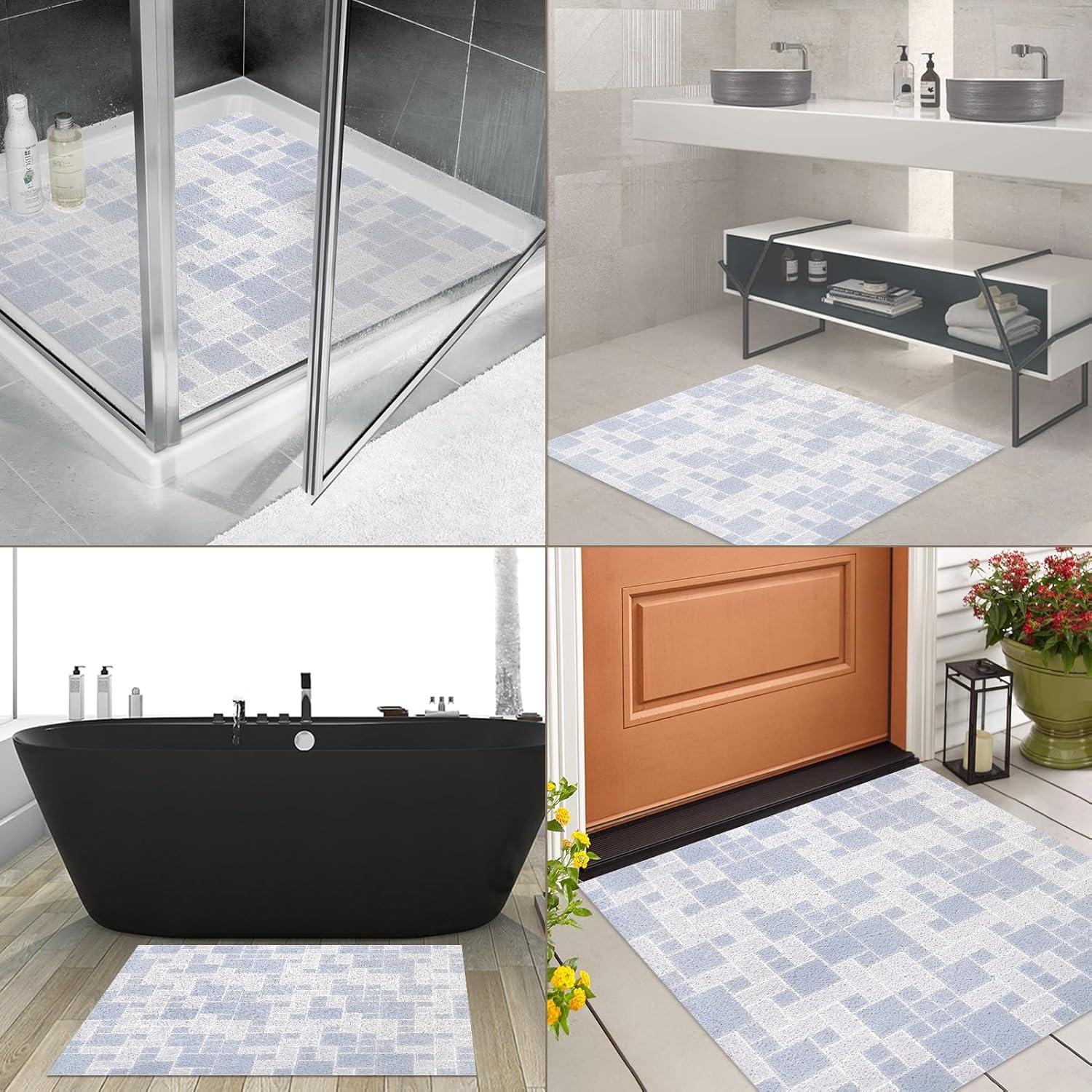 Alfombra de Ducha Antideslizante EIVINJE 81x81 cm Azul Grisáceo