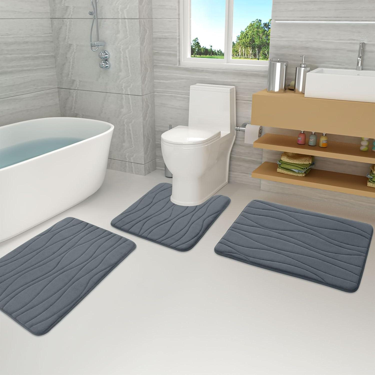 Alfombra de Baño Buganda 61x41 cm Gris Oscuro Antideslizante