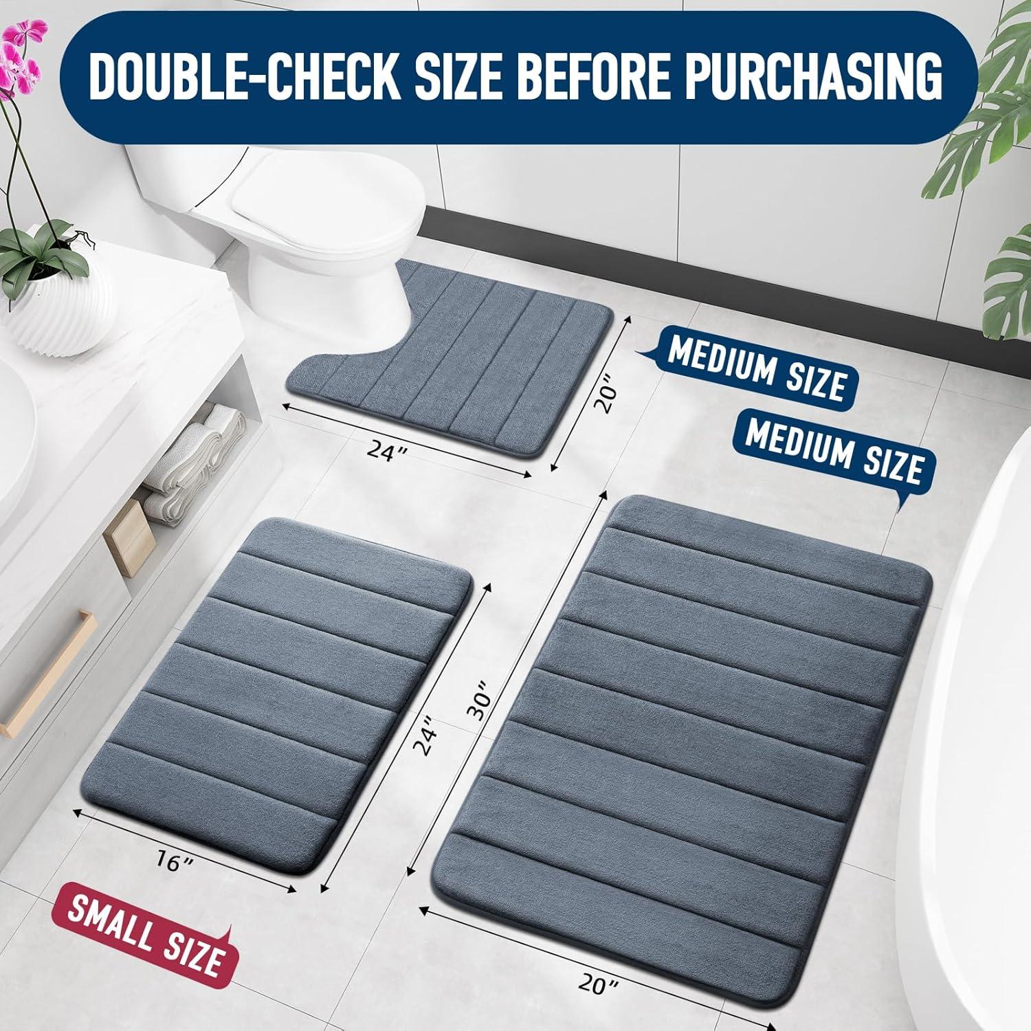 Alfombra de Baño Colorxy de Espuma de Memoria 76x51 cm Gris