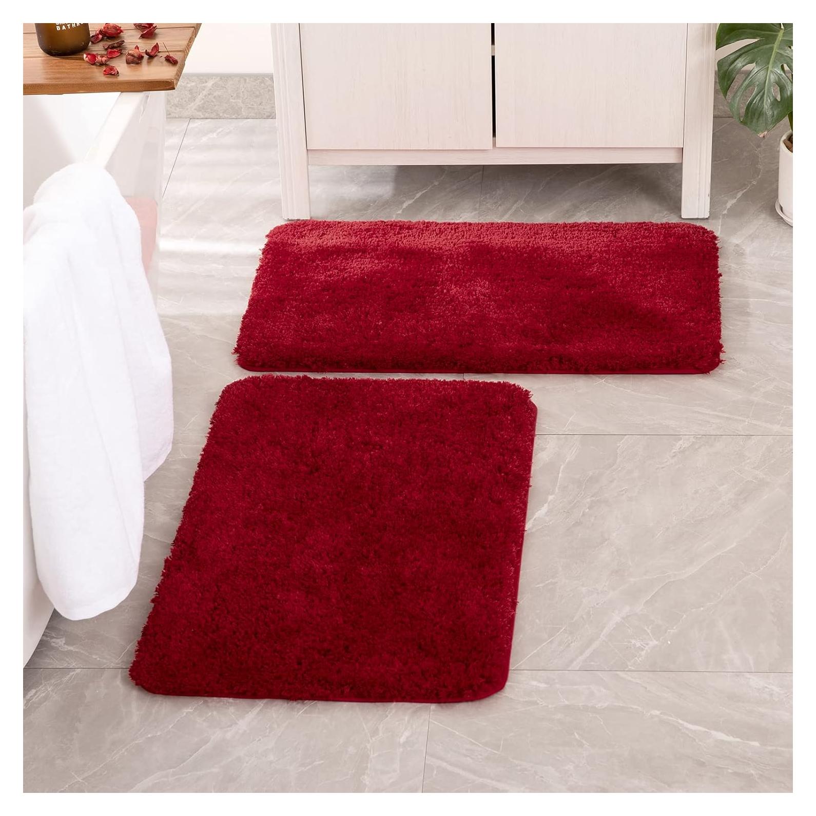 Alfombrillas de Baño Antideslizantes MIULEE 40x60 cm Rojo