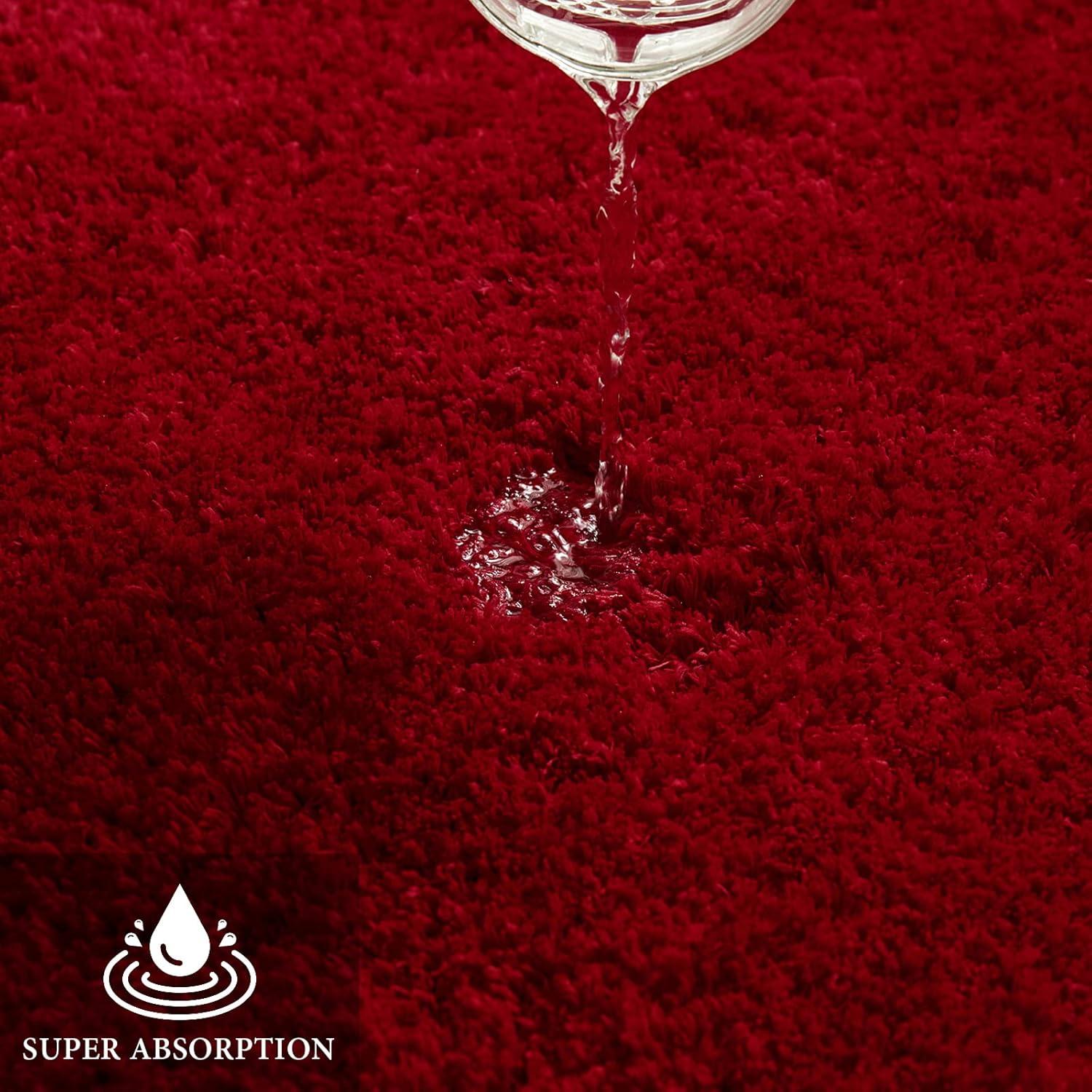 Alfombrillas de Baño Antideslizantes MIULEE 40x60 cm Rojo