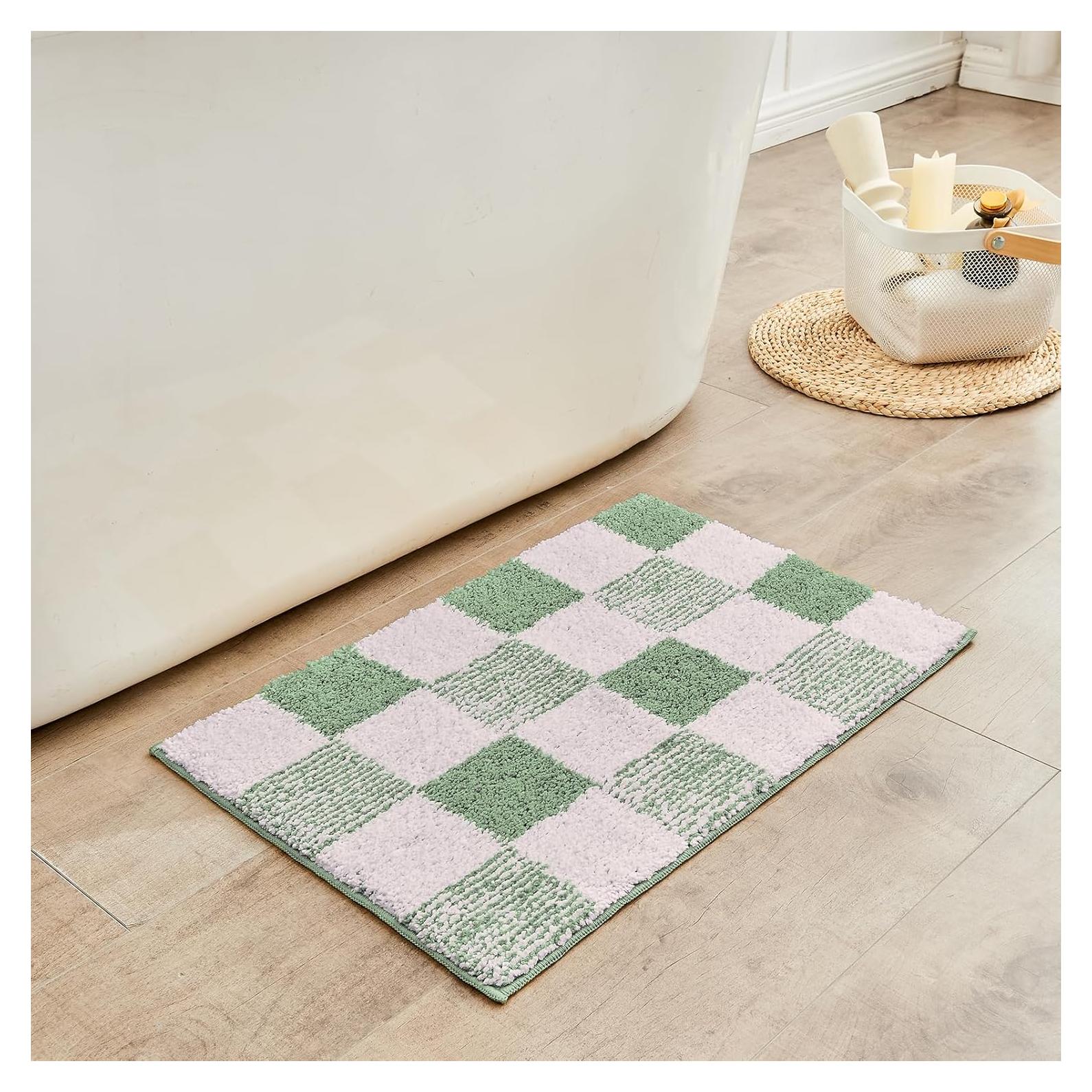Alfombra de Baño Antideslizante CozeCube 61x41 cm Verde Salvia