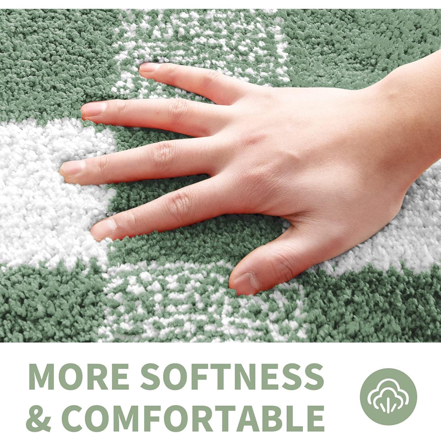 Alfombra de Baño Antideslizante CozeCube 61x41 cm Verde Salvia