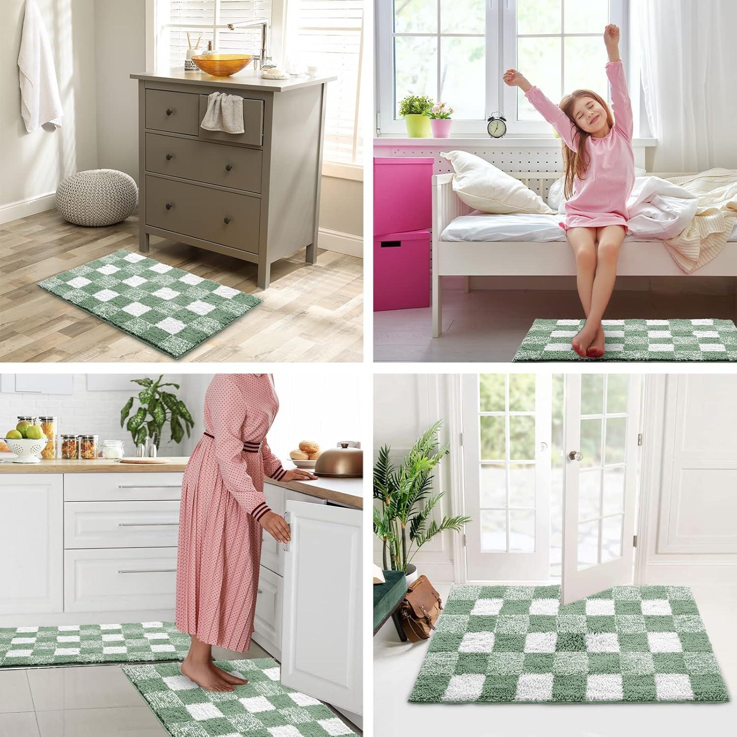 Alfombra de Baño Antideslizante CozeCube 61x41 cm Verde Salvia