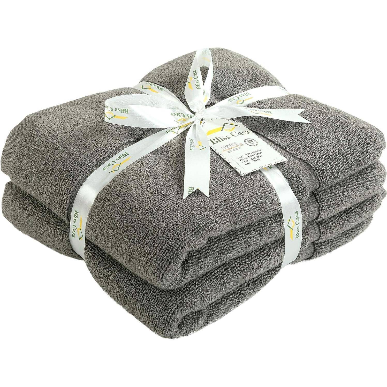 Alfombrilla de Baño Bliss Casa 100% Algodón Gris 51x81cm - Juego de 2