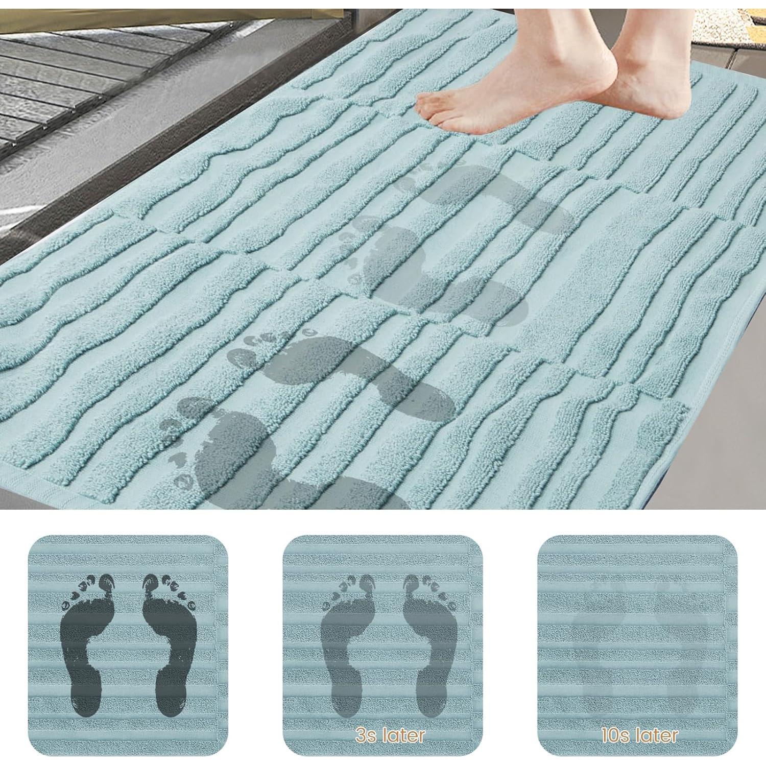 Alfombrillas de Baño SEMAXE 2-Pack Algodón Antideslizantes Azul