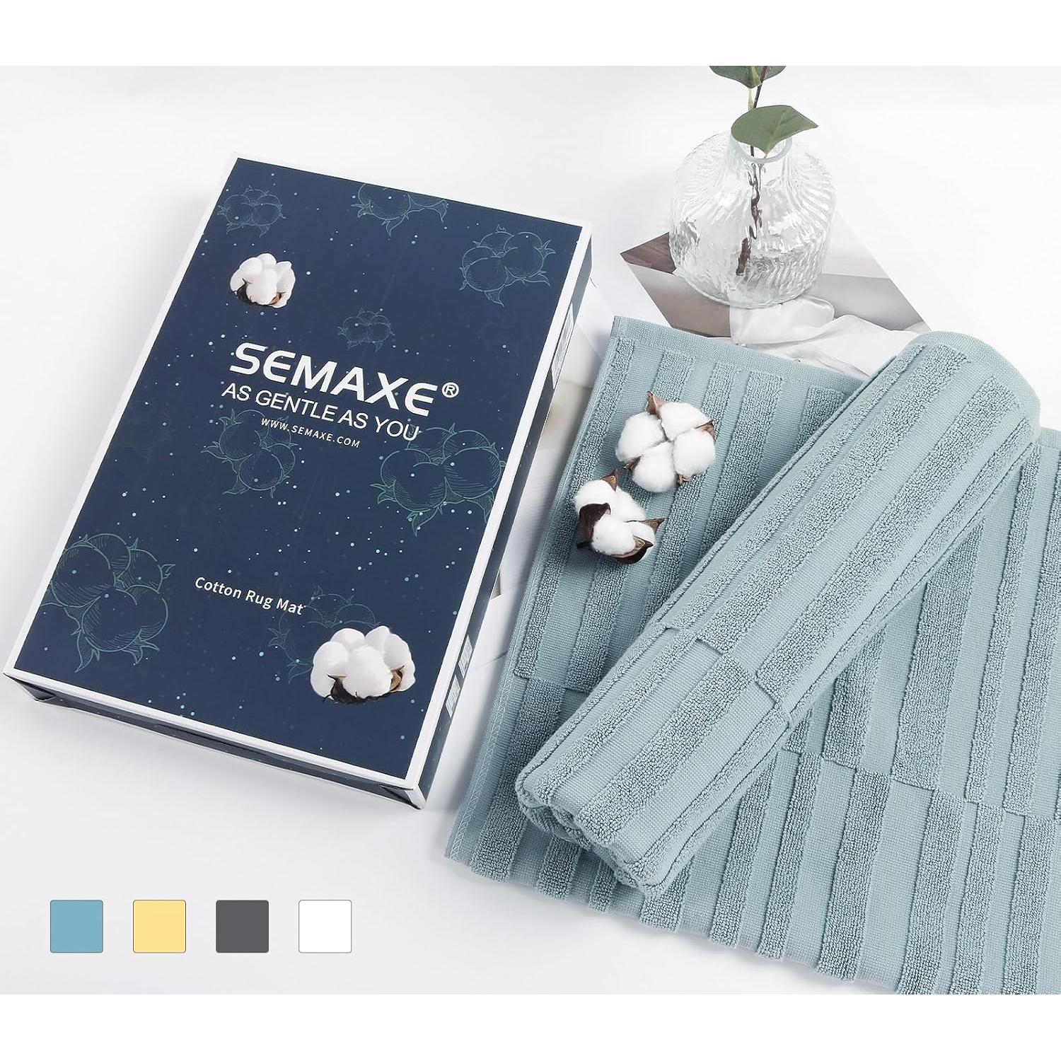 Alfombrillas de Baño SEMAXE 2-Pack Algodón Antideslizantes Azul