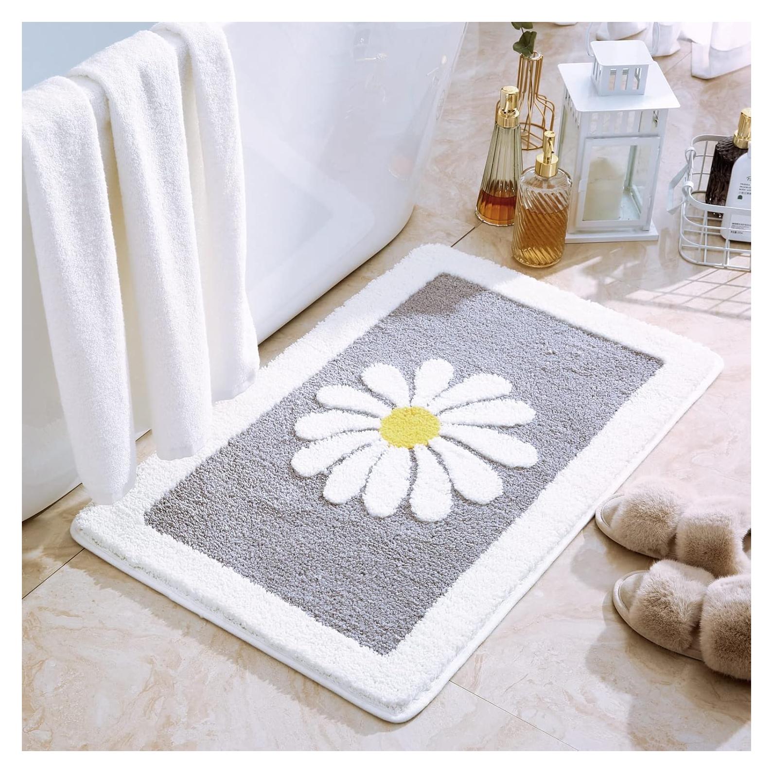 Alfombra de Baño Dorruger Gris Floral Antideslizante 40.6x61 cm