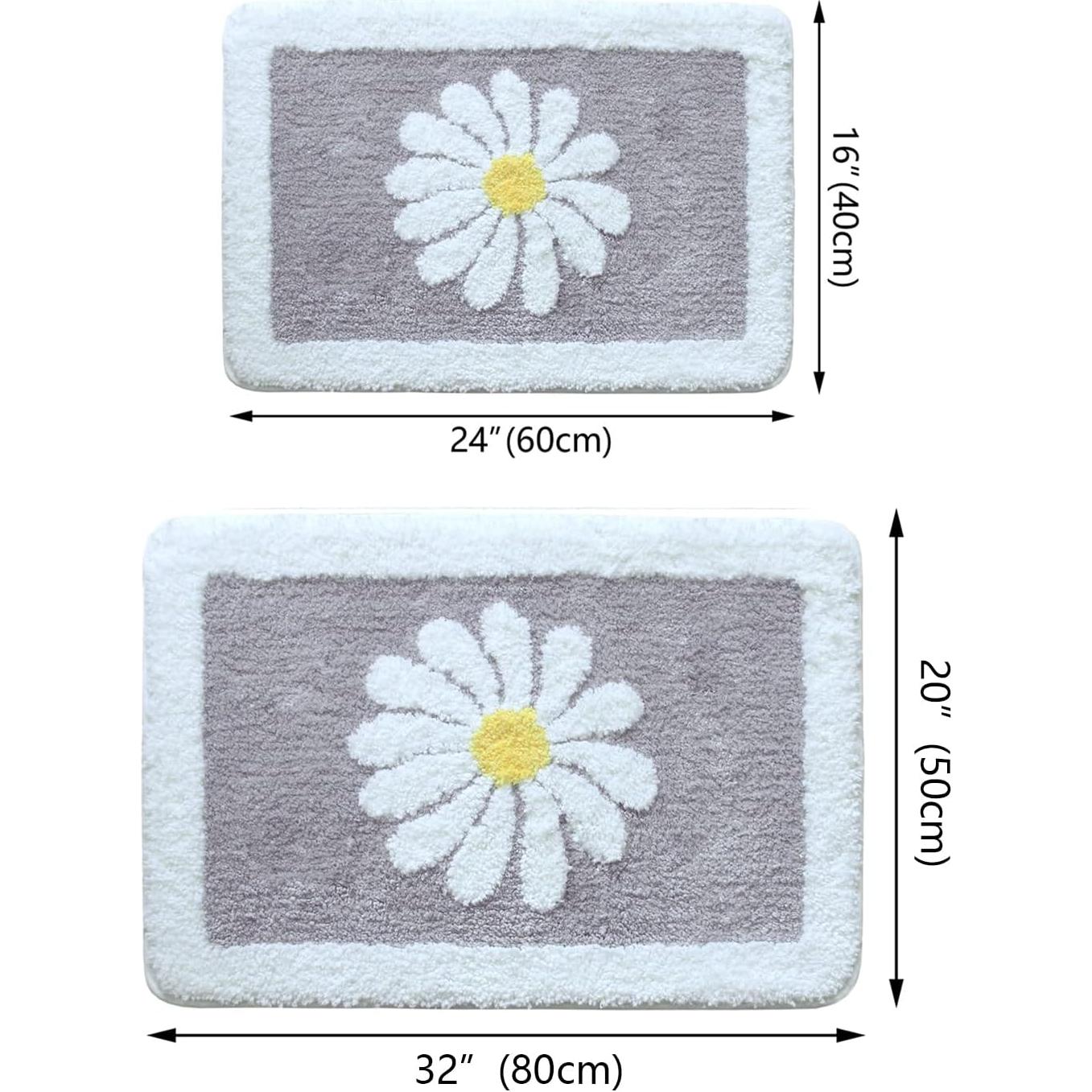 Alfombra de Baño Dorruger Gris Floral Antideslizante 40.6x61 cm