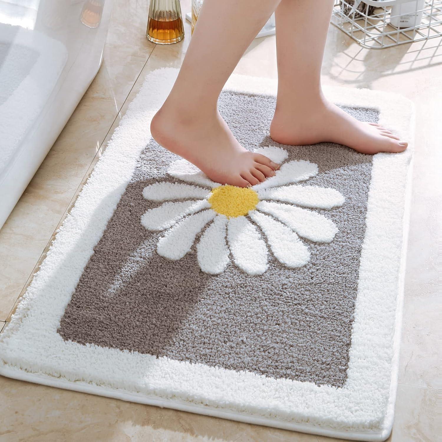 Alfombra de Baño Dorruger Gris Floral Antideslizante 40.6x61 cm