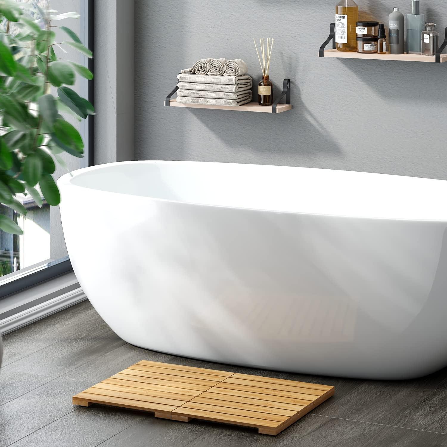 Alfombra de Baño Plegable Viewcare de Bambú Antideslizante 59.7x39.6cm