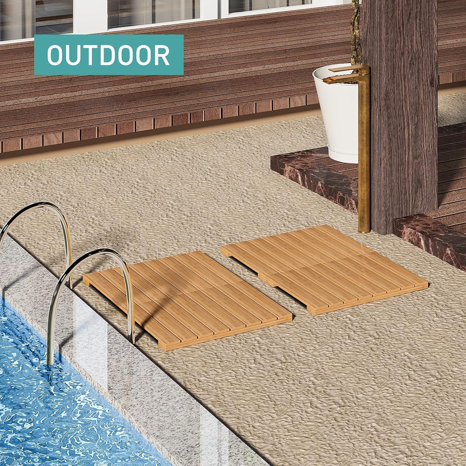 Alfombra de Baño Plegable Viewcare de Bambú Antideslizante 59.7x39.6cm
