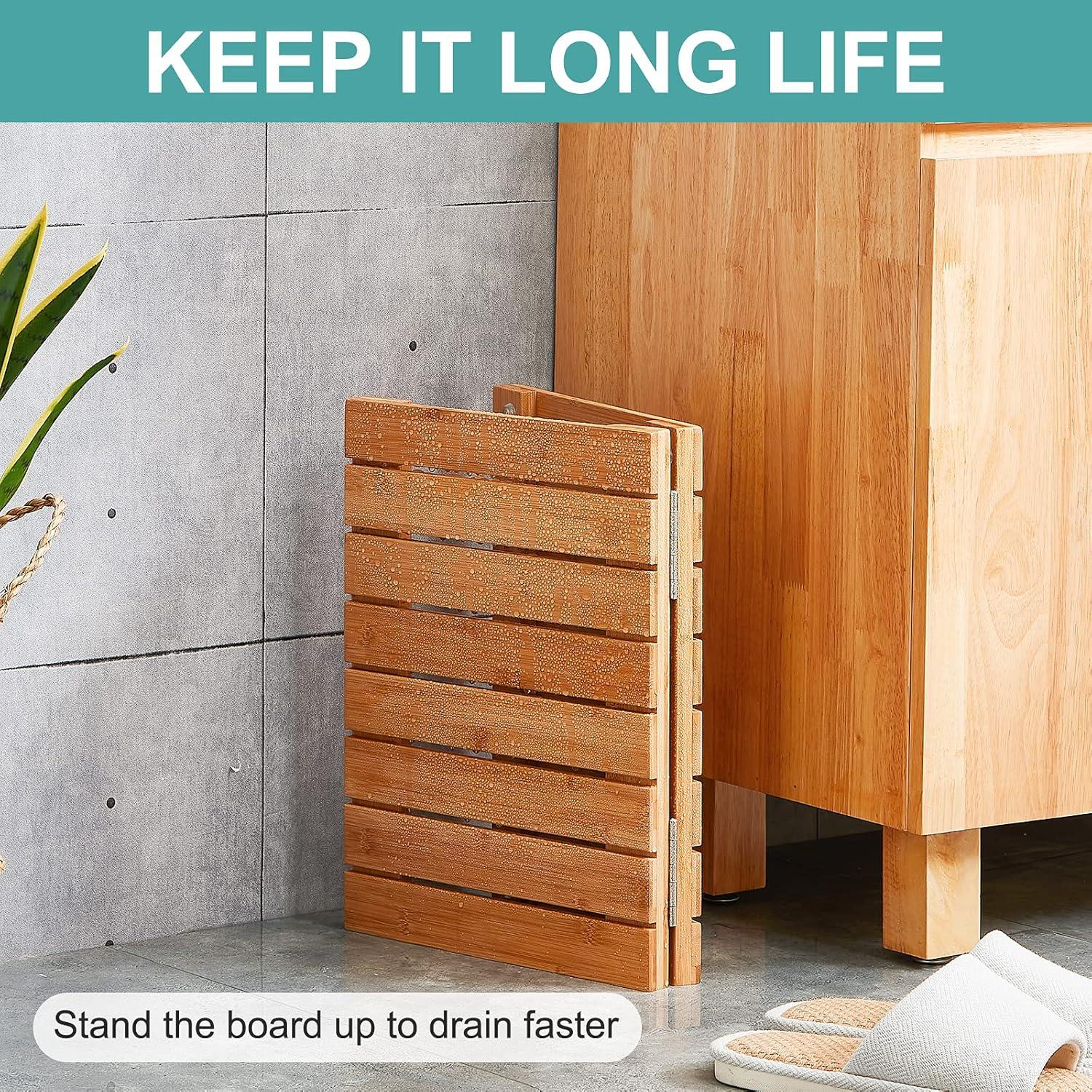 Alfombra de Baño Plegable Viewcare de Bambú Antideslizante 59.7x39.6cm