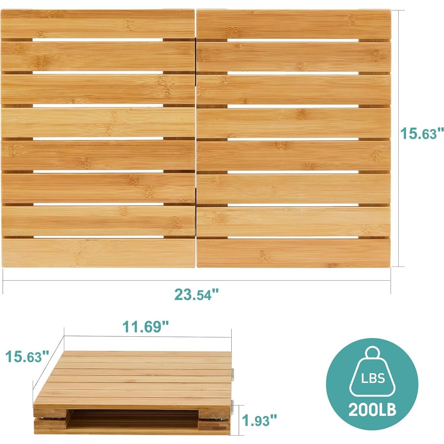 Alfombra de Baño Plegable Viewcare de Bambú Antideslizante 59.7x39.6cm