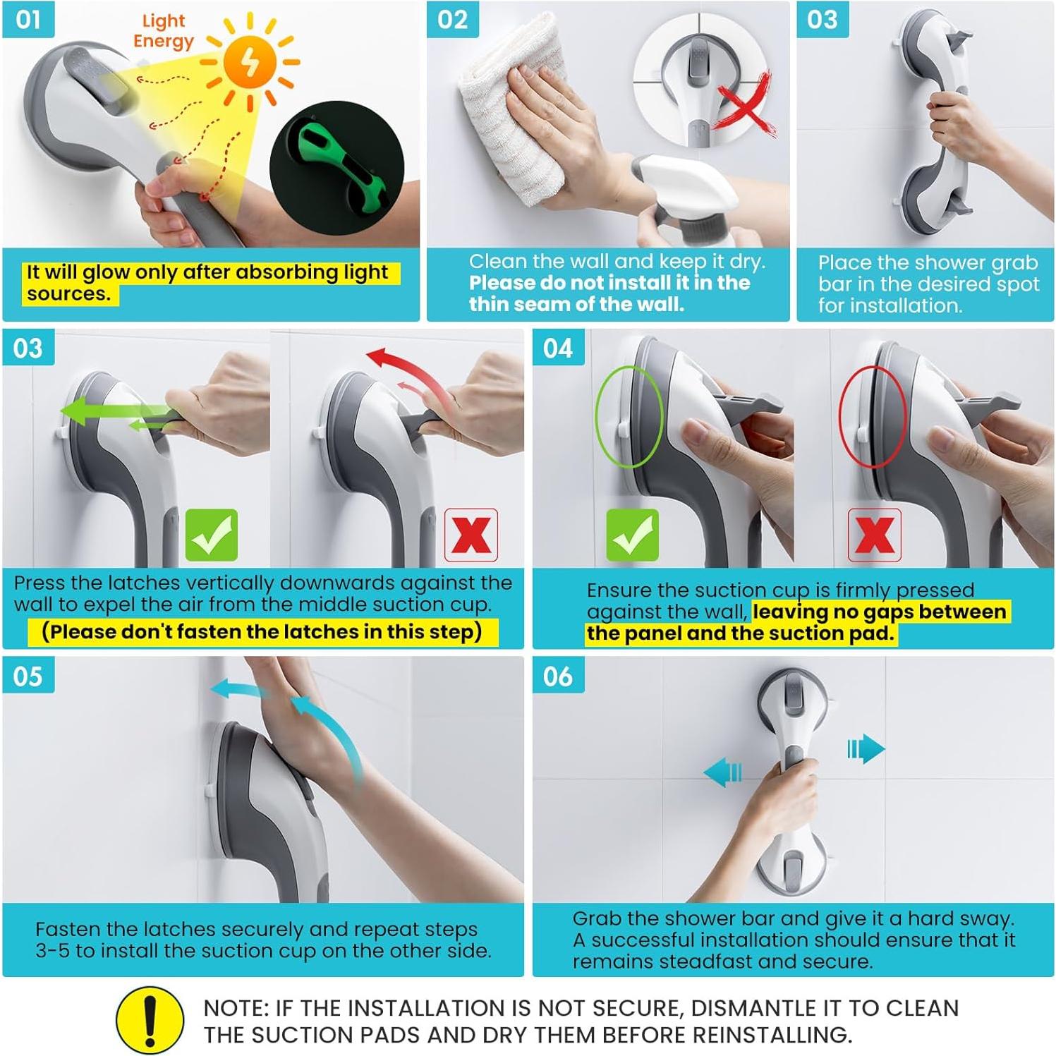 Barra de Agarre TAILI 30.99 cm Gris Brilla en la Oscuridad