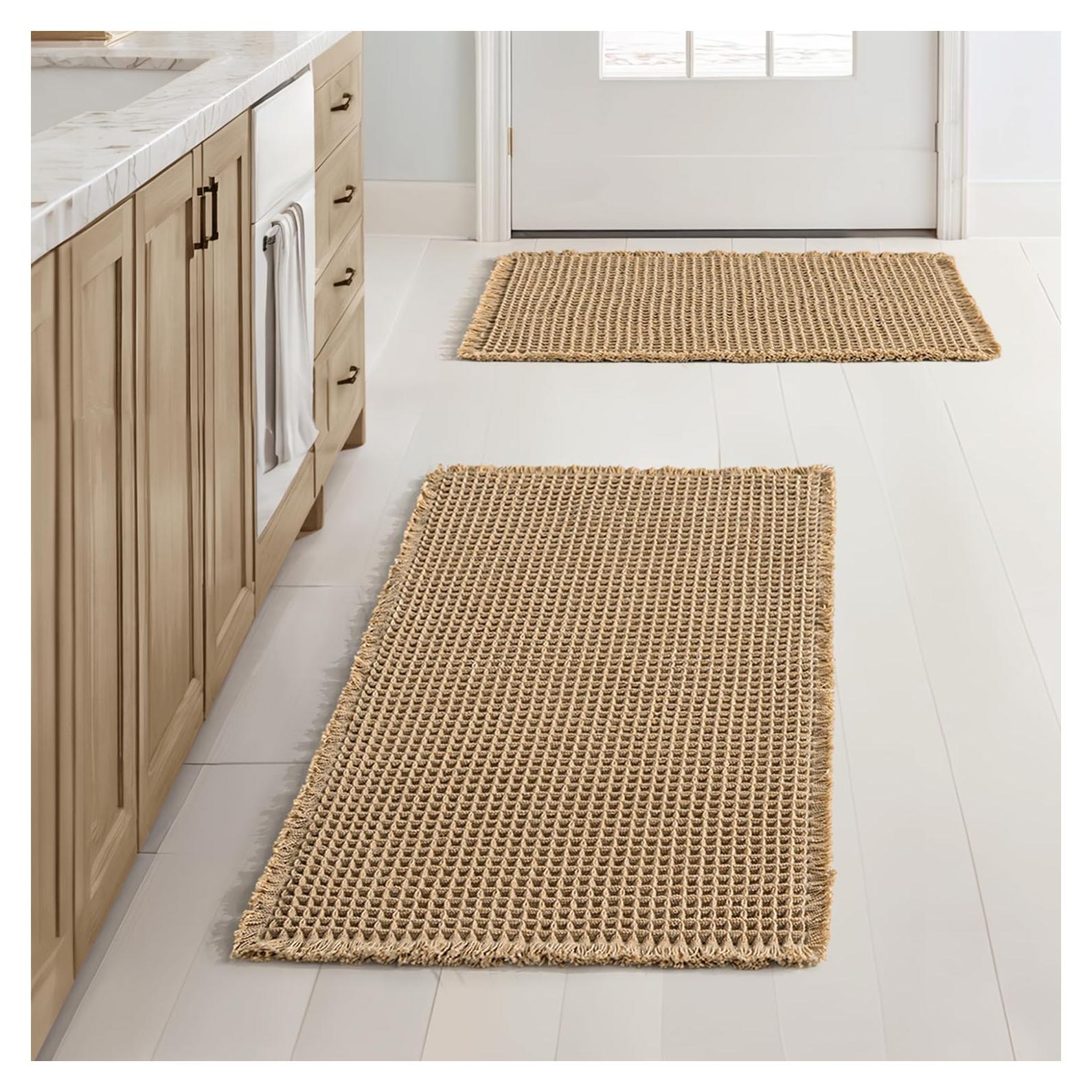 Juego de 2 Alfombrillas de Baño MIULEE Waffle Antideslizantes 43x61 cm