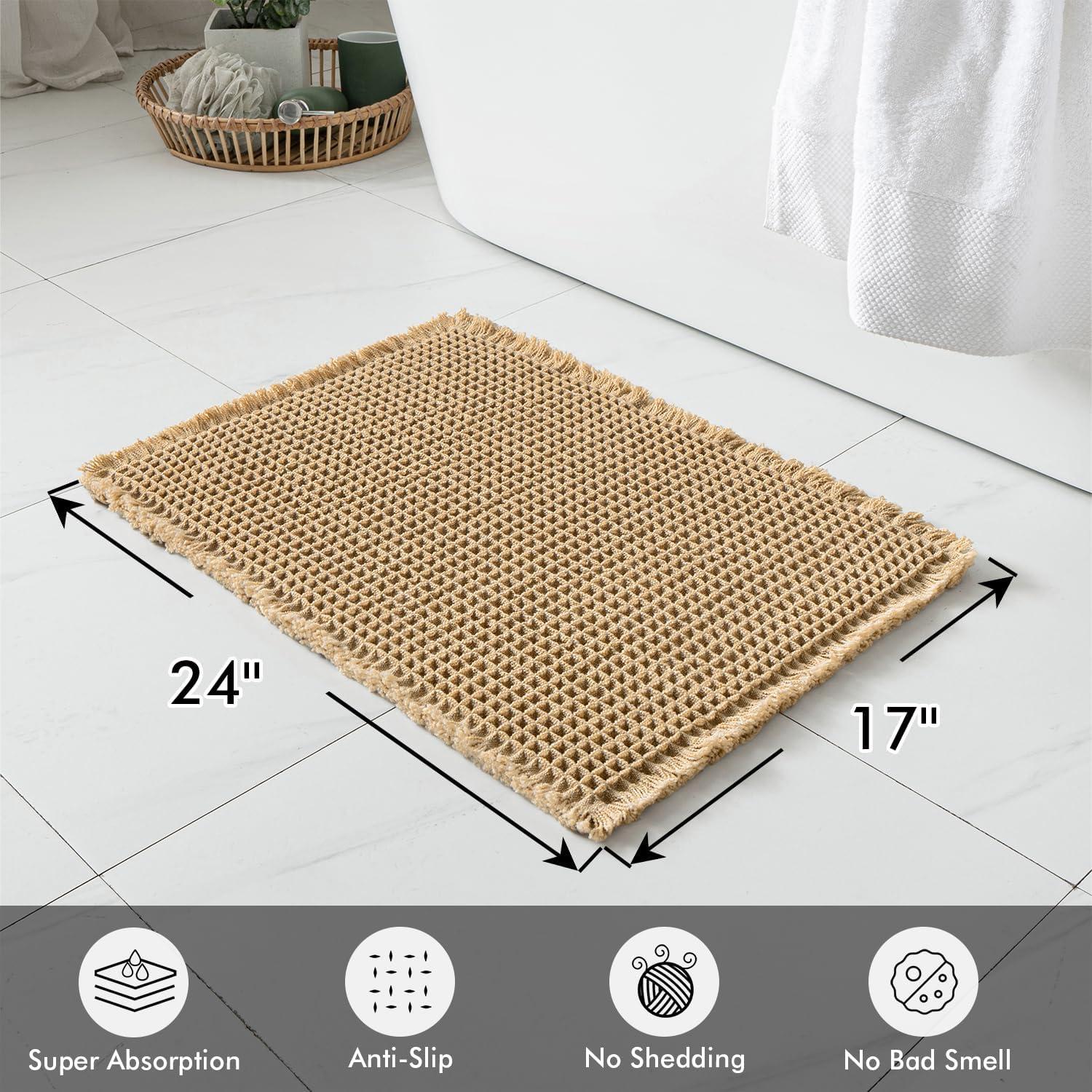 Juego de 2 Alfombrillas de Baño MIULEE Waffle Antideslizantes 43x61 cm