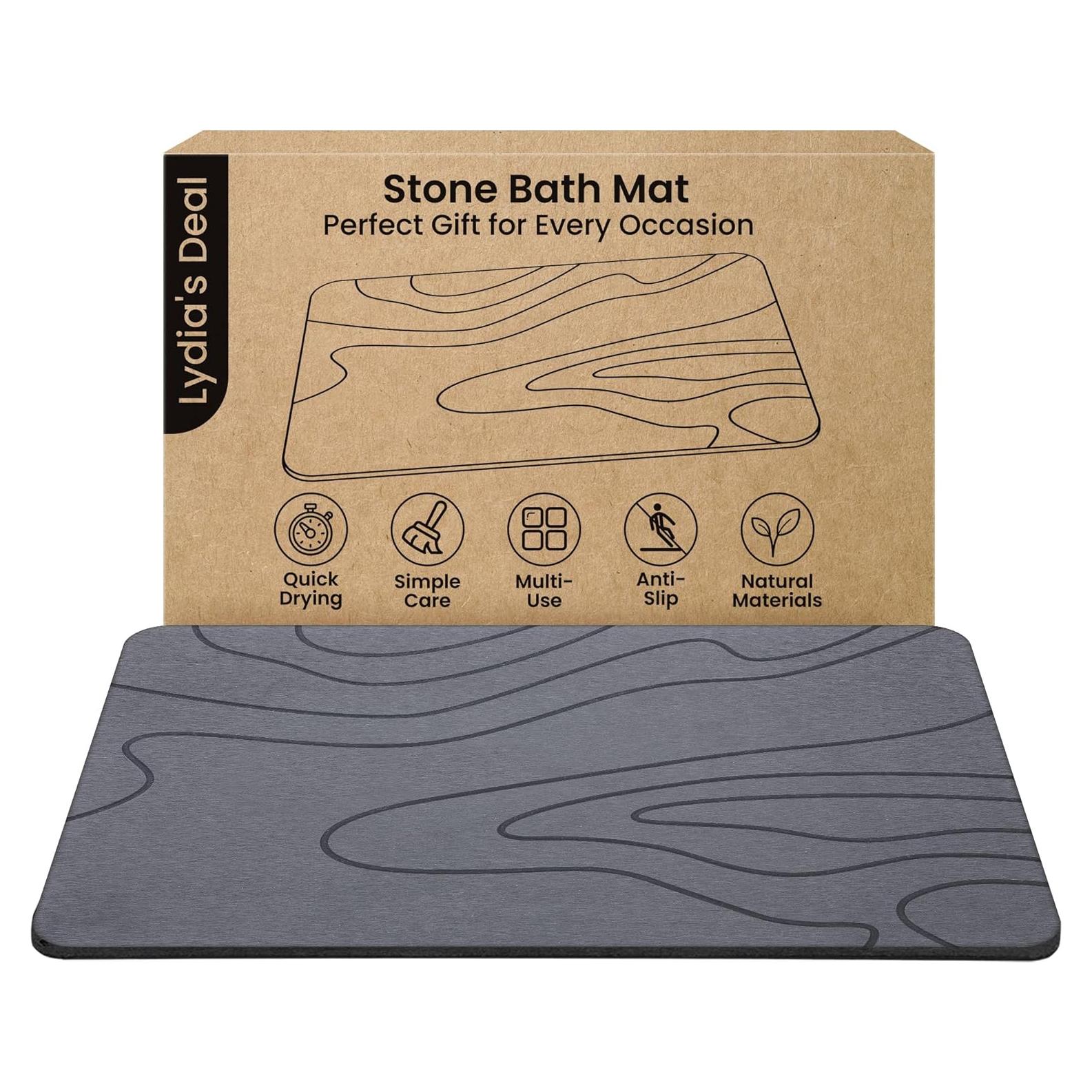 Alfombra de Baño de Piedra Diatomácea Lydia 60x39 cm Gris