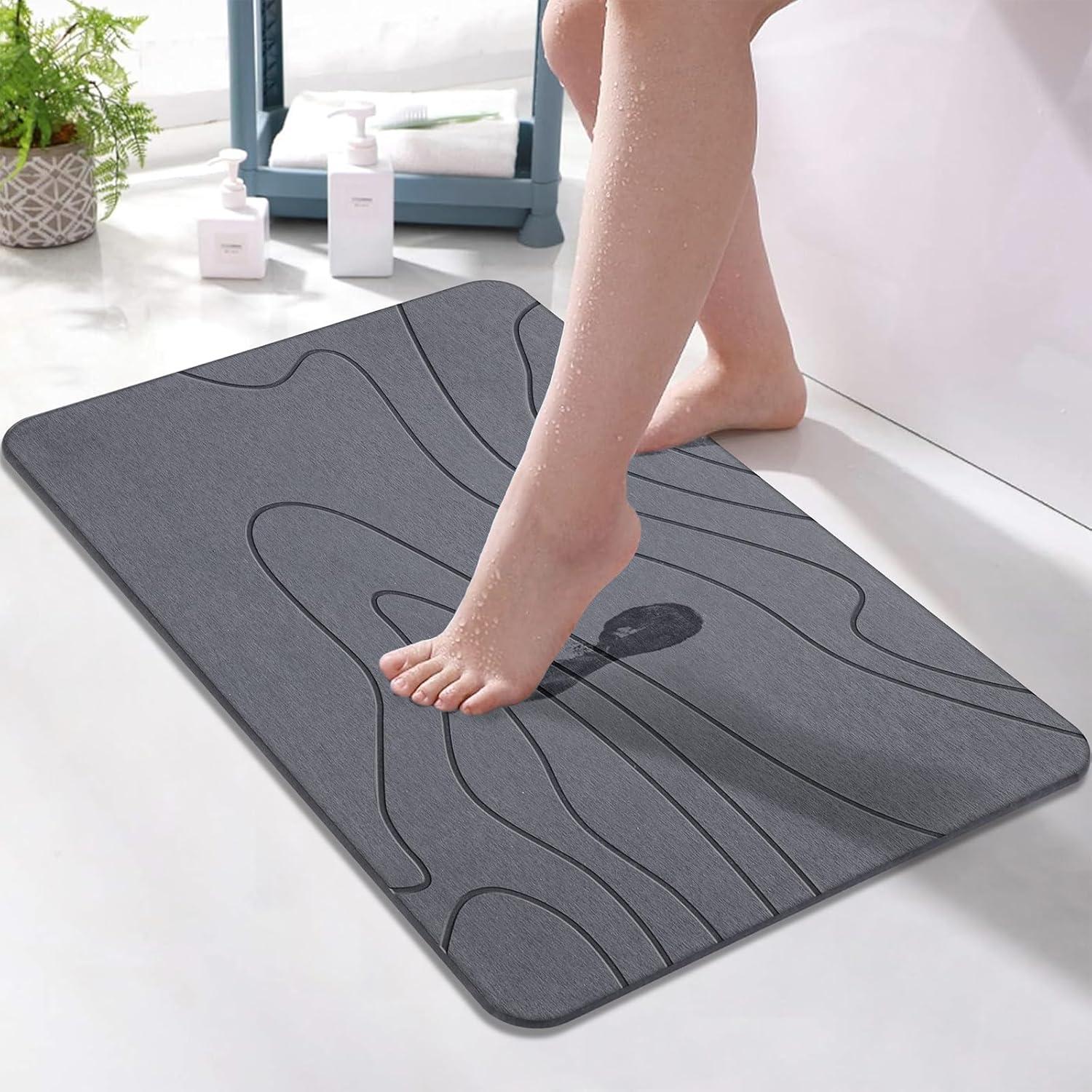 Alfombra de Baño de Piedra Diatomácea Lydia 60x39 cm Gris