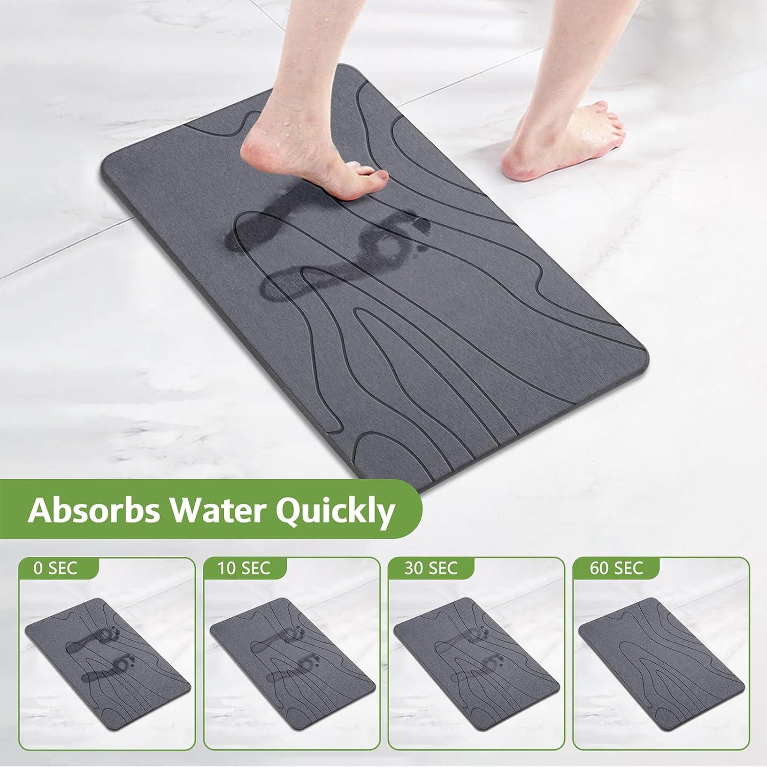 Alfombra de Baño de Piedra Diatomácea Lydia 60x39 cm Gris