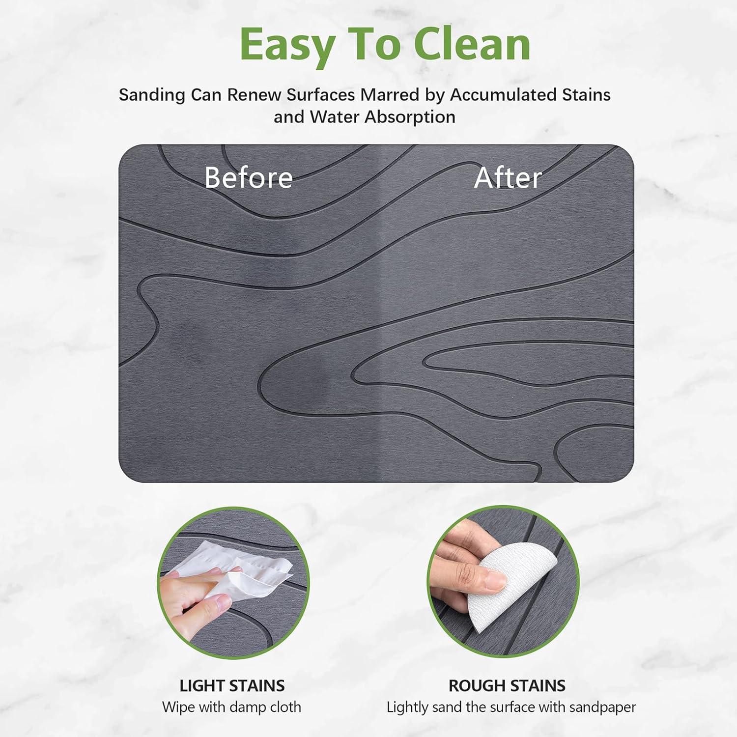 Alfombra de Baño de Piedra Diatomácea Lydia 60x39 cm Gris